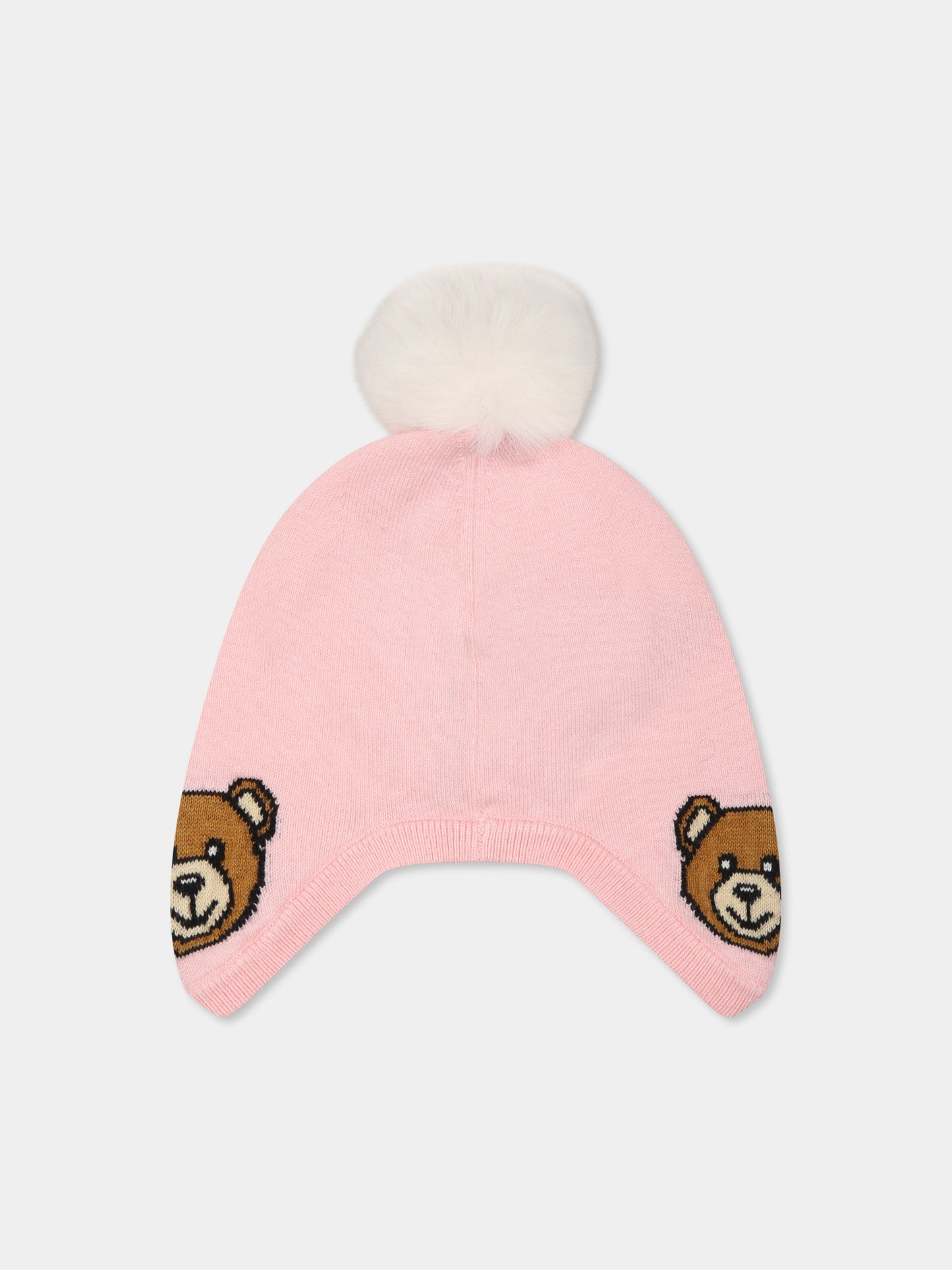 Berretto rosa per neonata con Teddy Bear,Moschino Kids,MUX04Z LHE66 50209