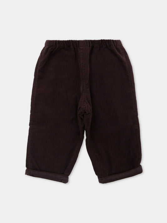 Pantaloni marroni per neonato con logo,Bonpoint,W05YPAW00001 068