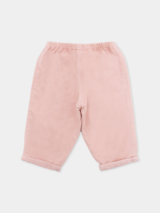 Pantaloni rosa per neonata con ciliegia,Bonpoint,W05XPAW00002 023A