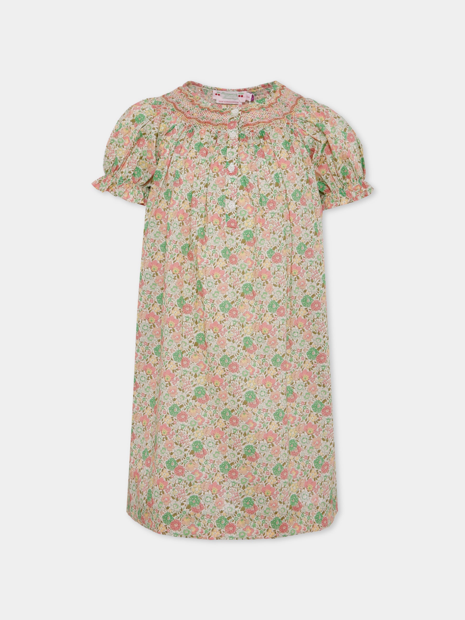 Vestito multicolor per bambina con stampa floreale,Bonpoint,W05GDRW00071 521