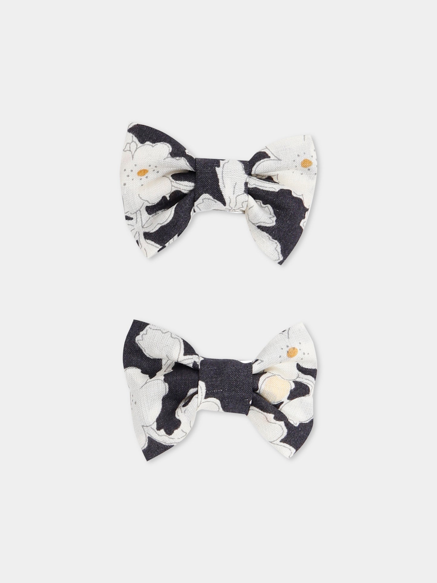 Set fermagli nero per bambina con stampa floreale,Bonpoint,P05GHAW00001 599