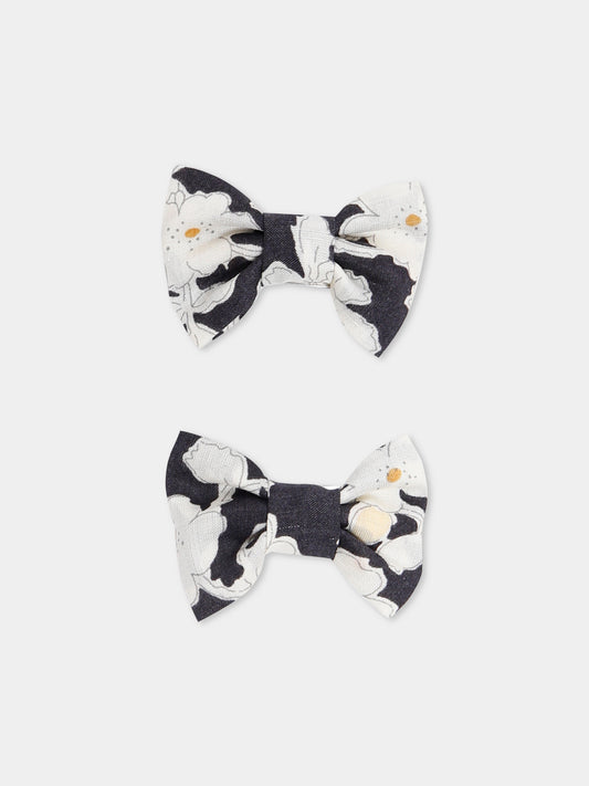 Set fermagli nero per bambina con stampa floreale,Bonpoint,P05GHAW00001 599