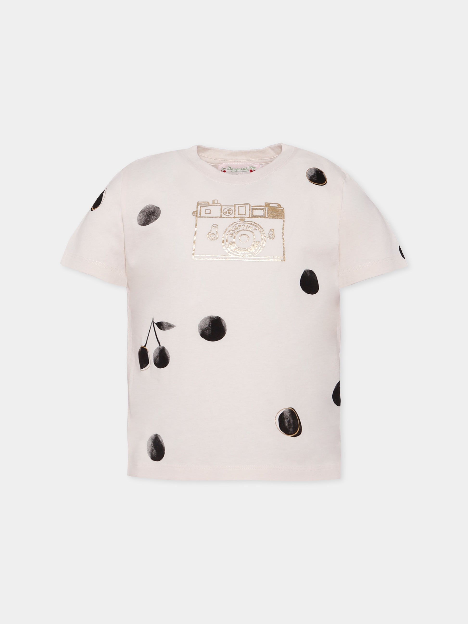 T-shirt avorio per bambina con macchina fotografica,Bonpoint,P05GTSK00001 104