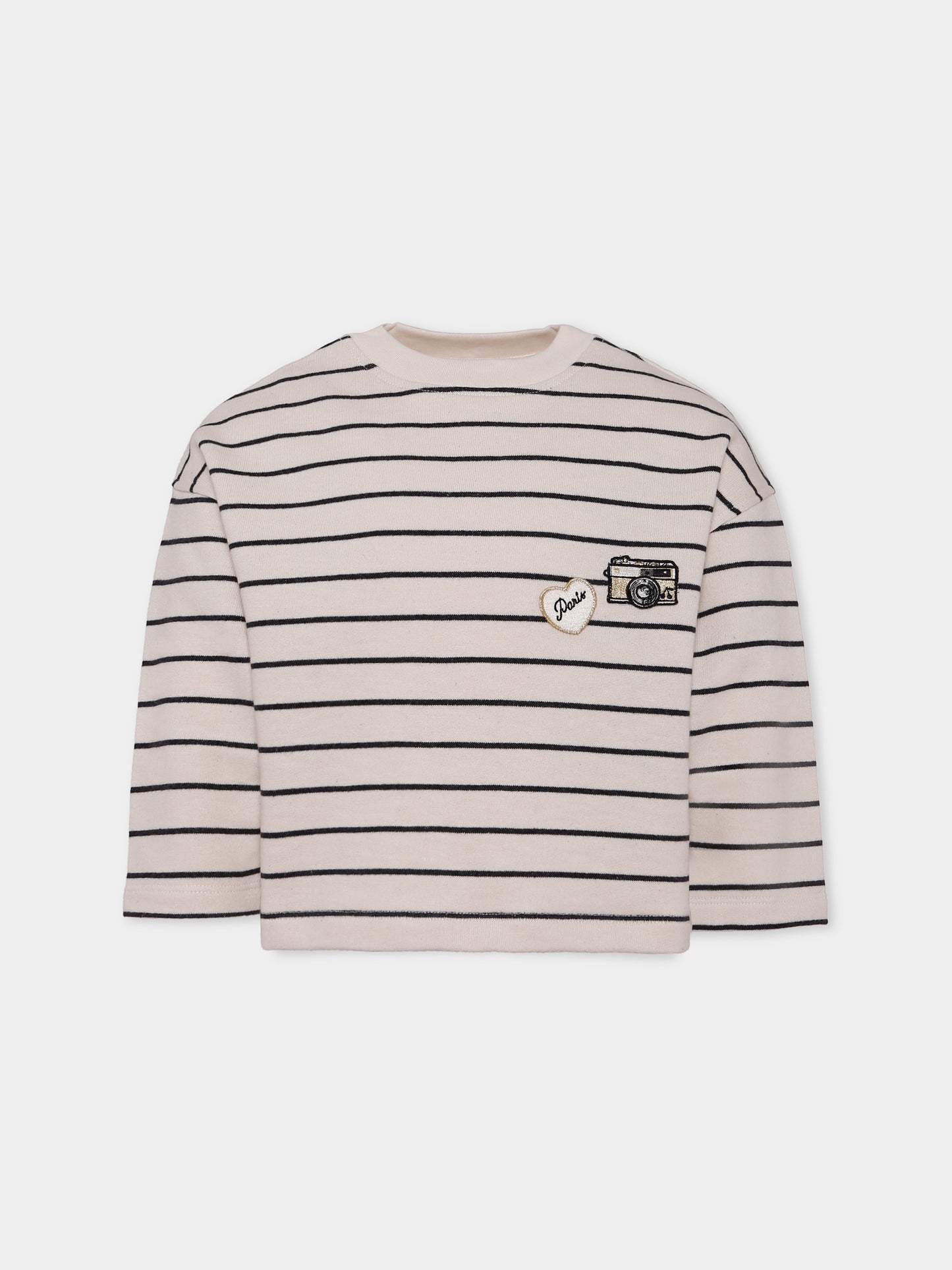 Felpa avorio per bambina con macchina fotografica,Bonpoint,P05GSWK00001 299