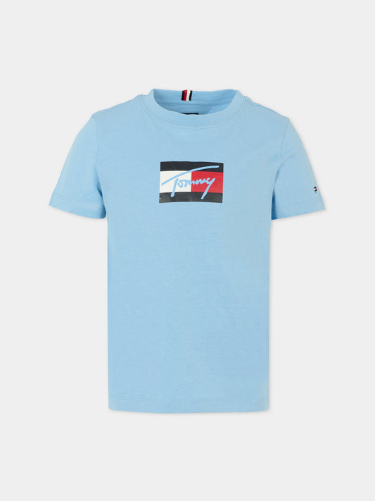 T-shirt azzurra per bambini con logo,Tommy Hilfiger Junior,25CTHKB0KB09725 C14