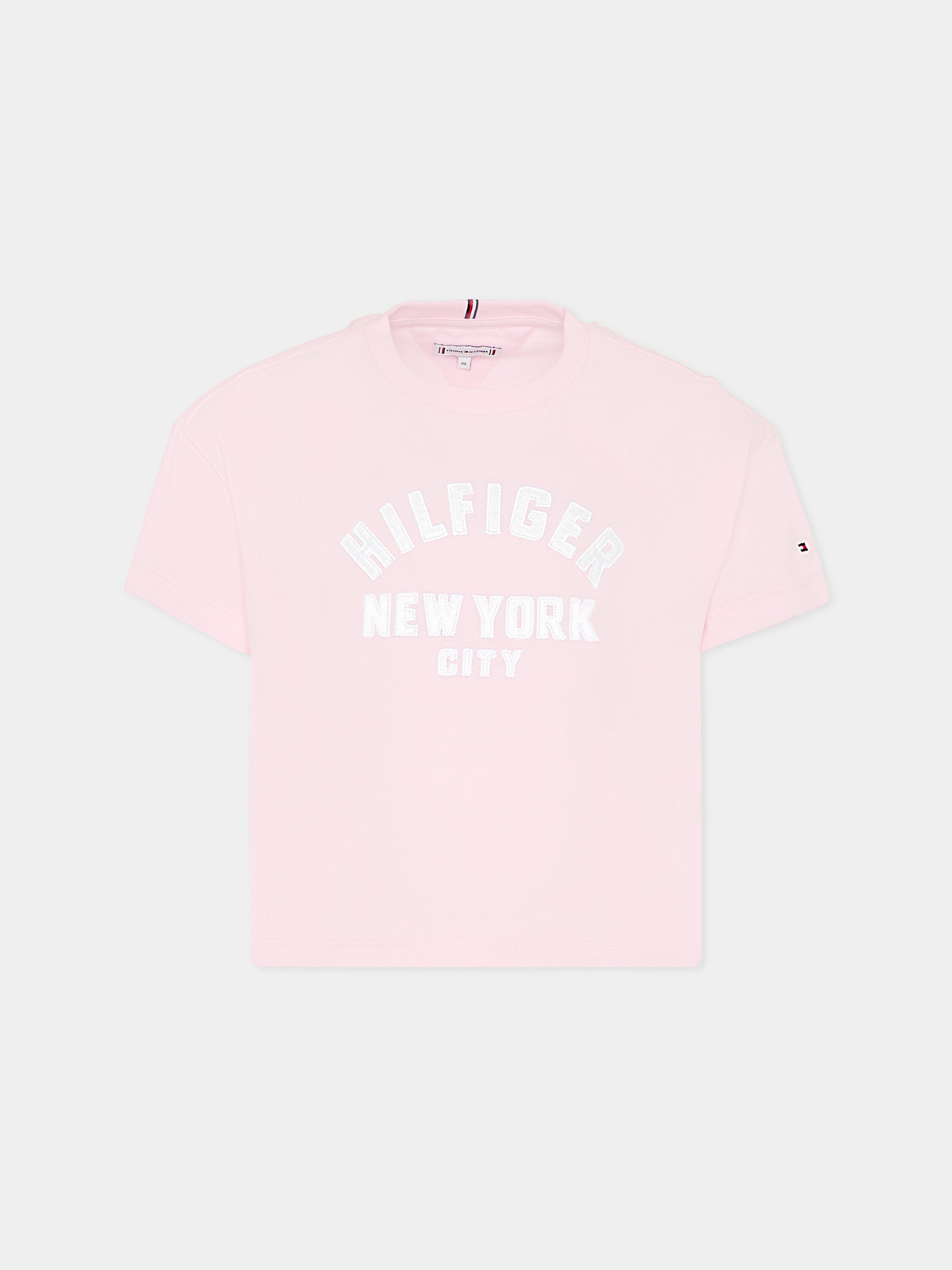 T-shirt rosa per bambina con logo,Tommy Hilfiger Junior,25CTHKG0KG08635 TOG