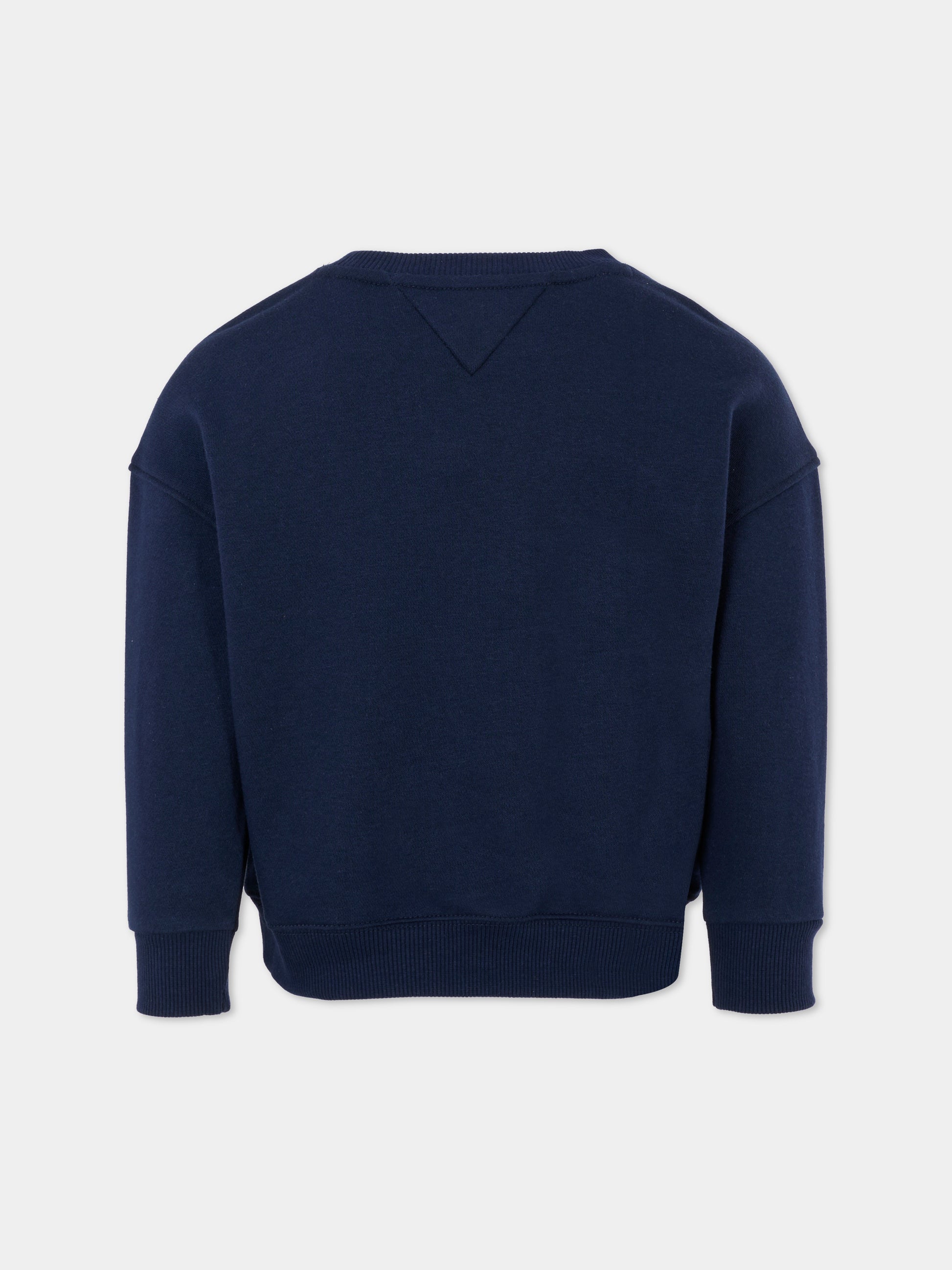 Felpa blu per bambina con logo argentato,Tommy Hilfiger Junior,25CTHKG0KG08683 C1G