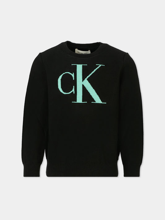 Maglione nero per bambino con logo,Calvin Klein Kids,25CCKIB0IB02152 BEH