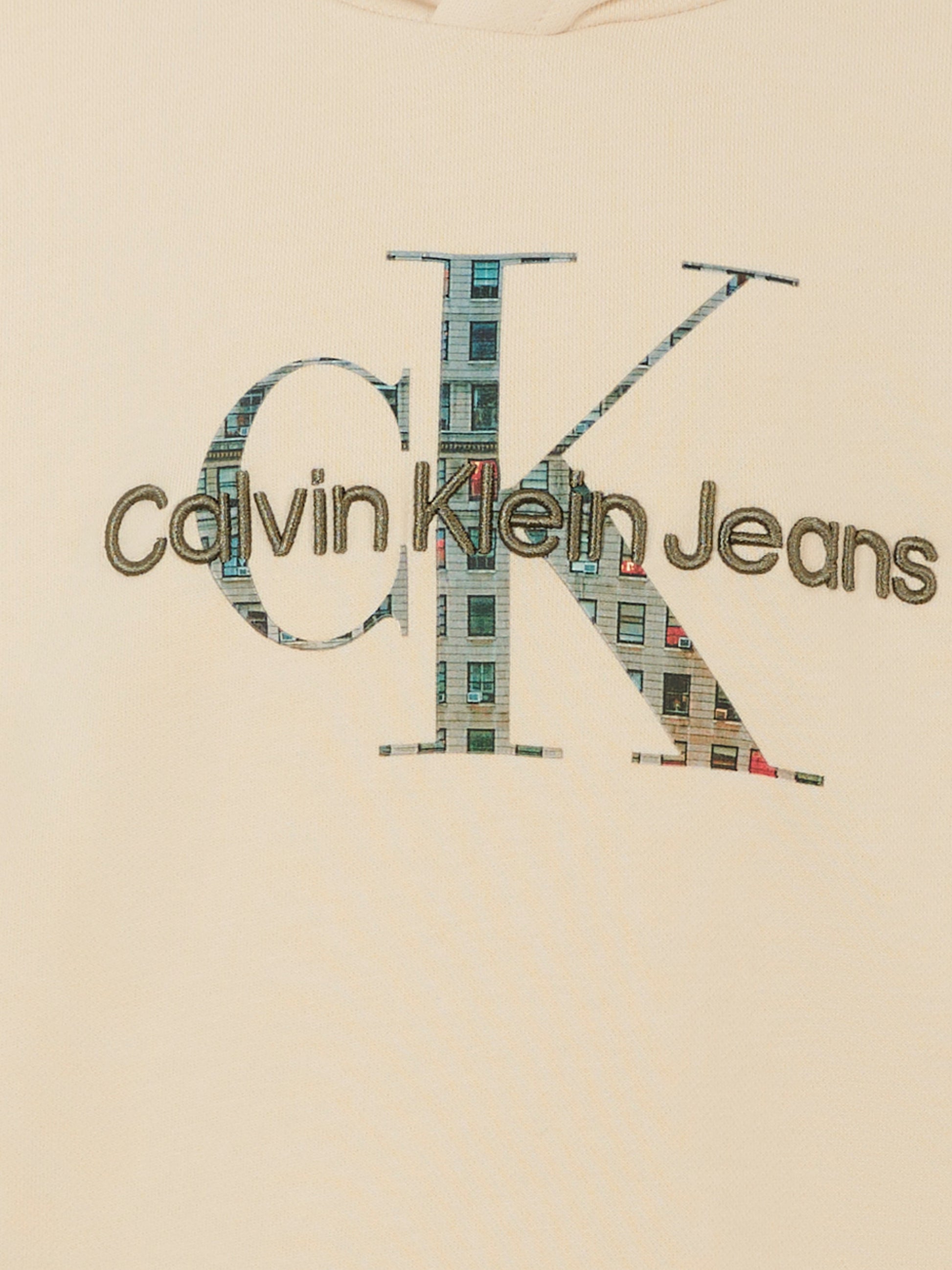 Felpa avorio per bambina con logo ricamato,Calvin Klein Kids,25CCKIB0IB02524 PGB