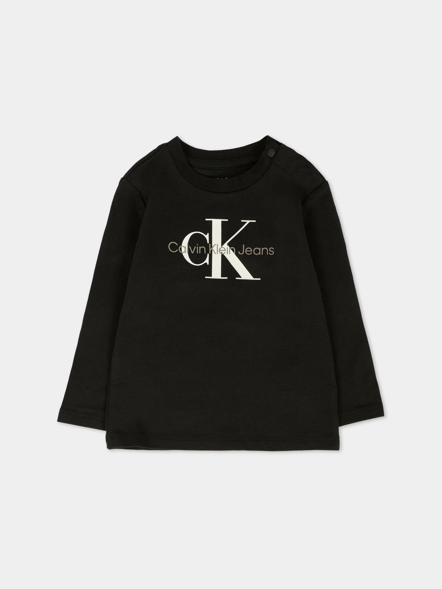 T-shirt nera per neonati con logo,Calvin Klein Kids,25CCKIN0IN00005 BEH