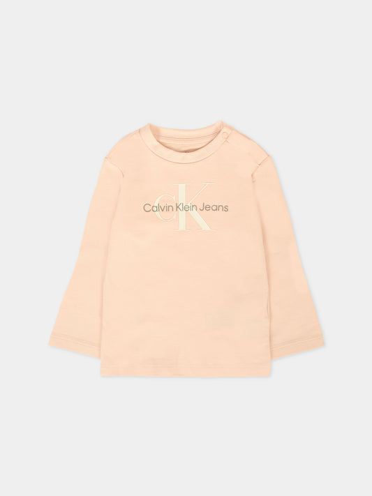 T-shirt rosa per neonata con logo,Calvin Klein Kids,25CCKIN0IN00005 TGI