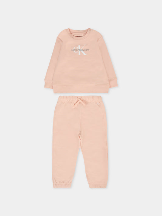 Completo rosa per neonata con logo,Calvin Klein Kids,25CCKIN0IN00017 TGI