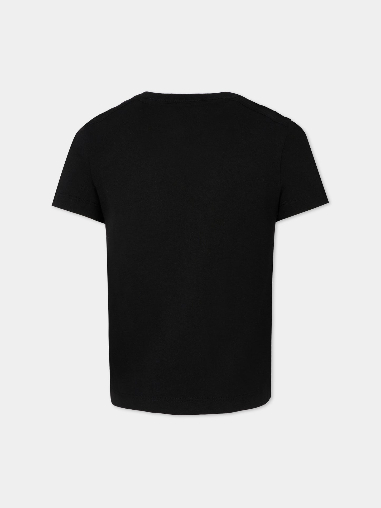 T-shirt nera per bambini con patch logato,Calvin Klein Kids,25CCKIU0IU00543 BEH