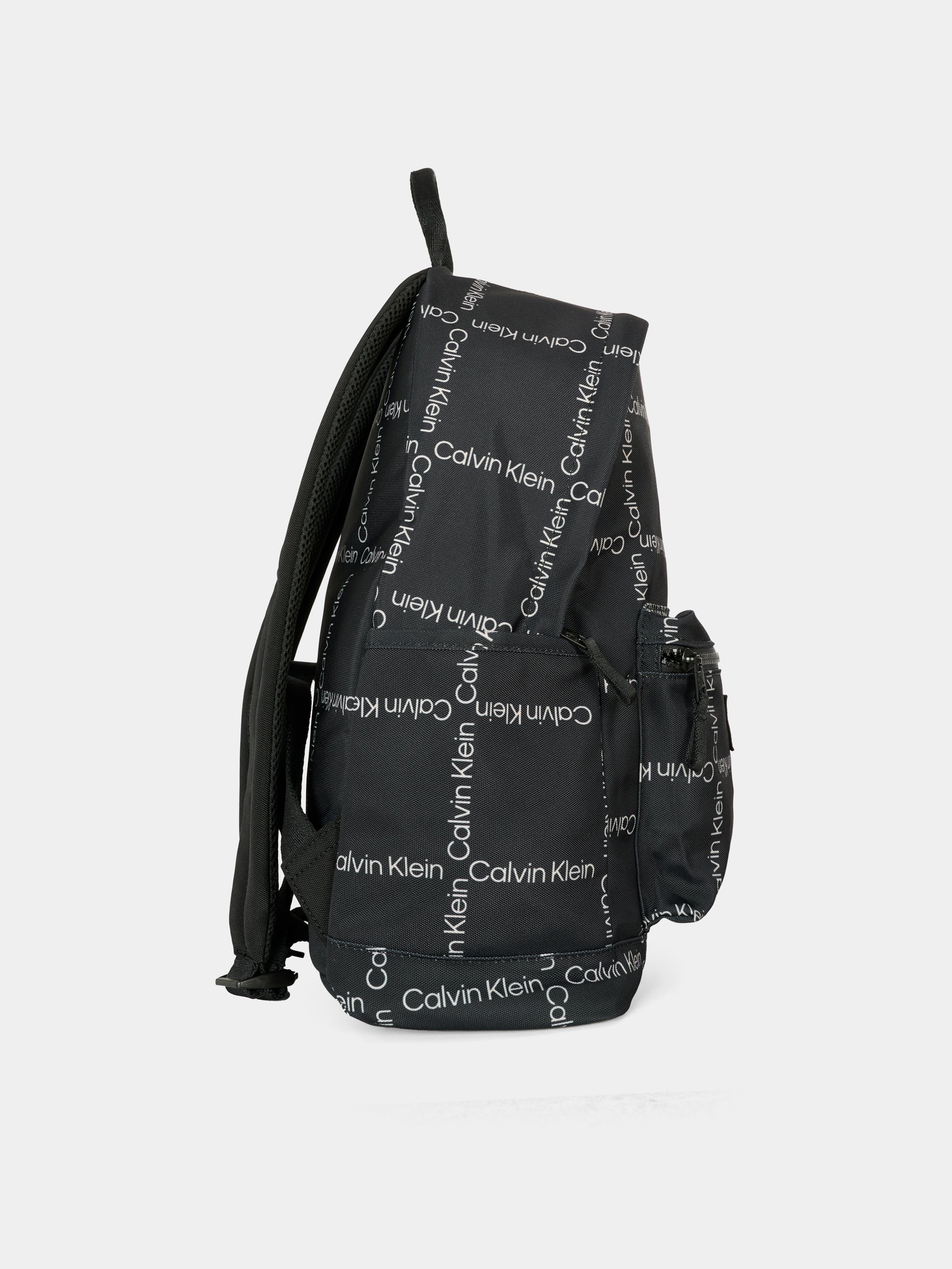 Zaino nero per bambino con logo bianco,Calvin Klein Kids,25CCKIU0IU00711 0GQ