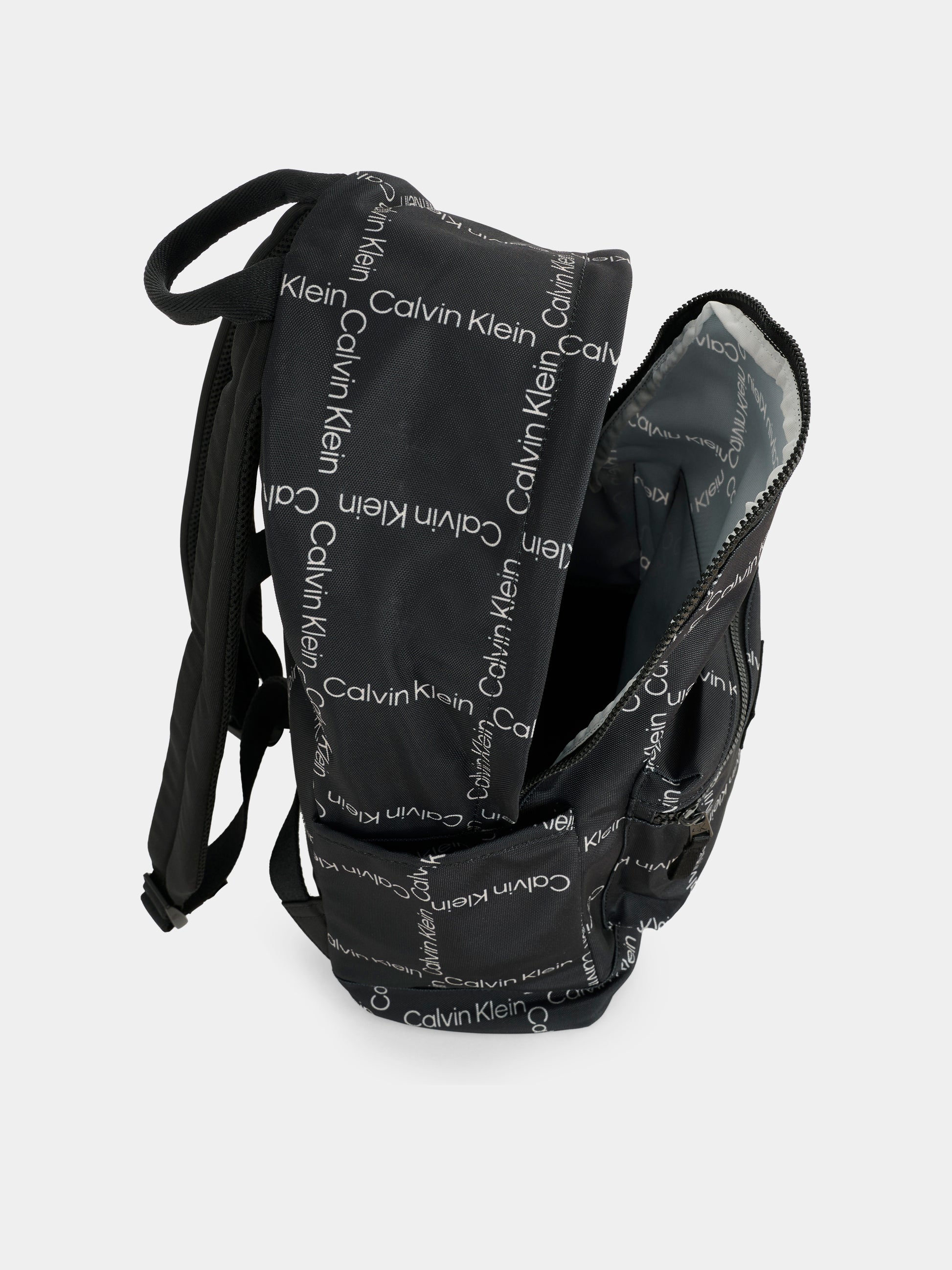 Zaino nero per bambino con logo bianco,Calvin Klein Kids,25CCKIU0IU00711 0GQ