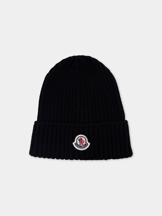 Berretto nero per bambini con logo,Moncler Kids,K2954 - 3B00009 - M1131 999