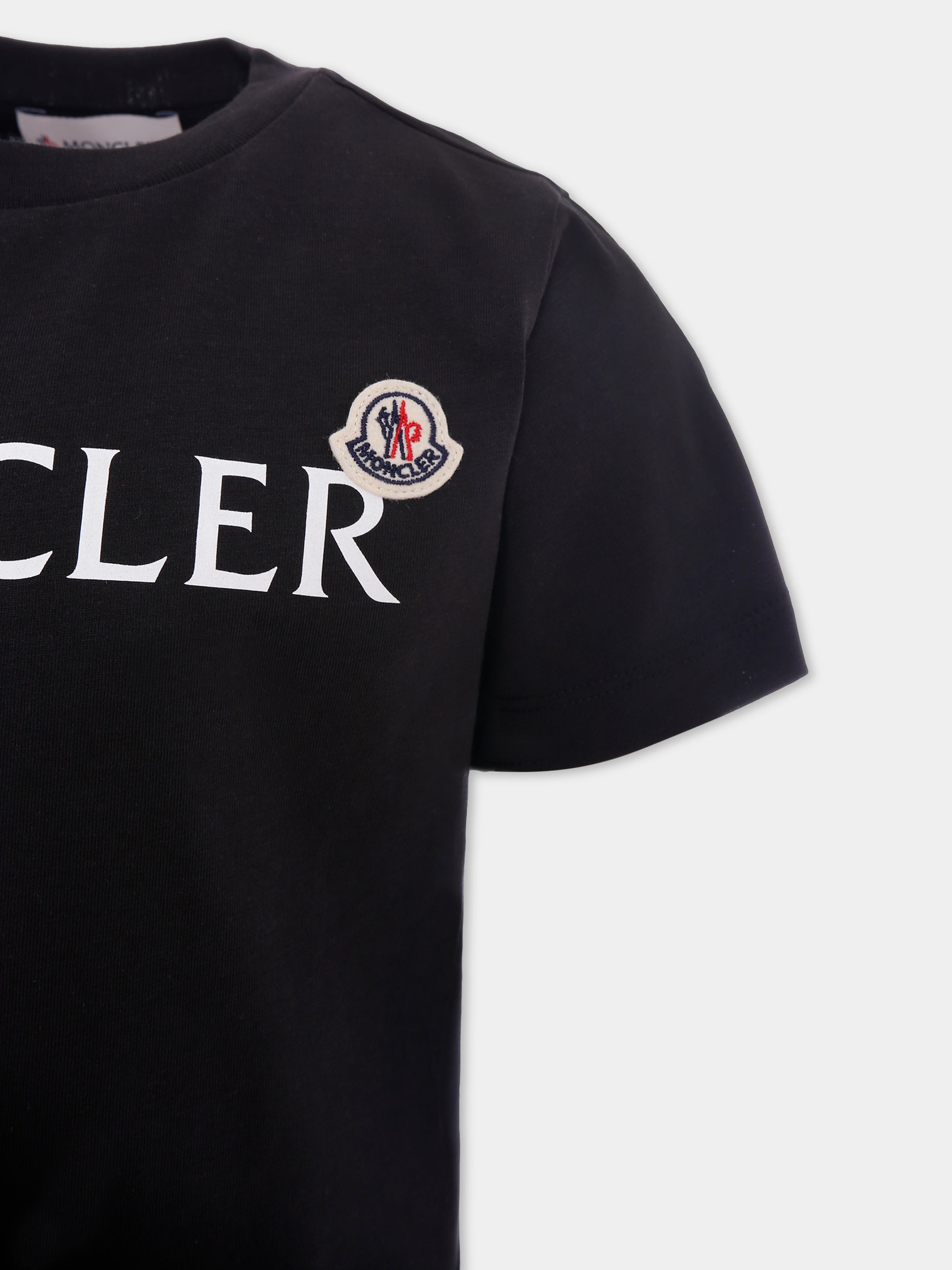 T-shirt nera per bambini con logo,Moncler Kids,K2954 - 8C00018 - 89AFV 999