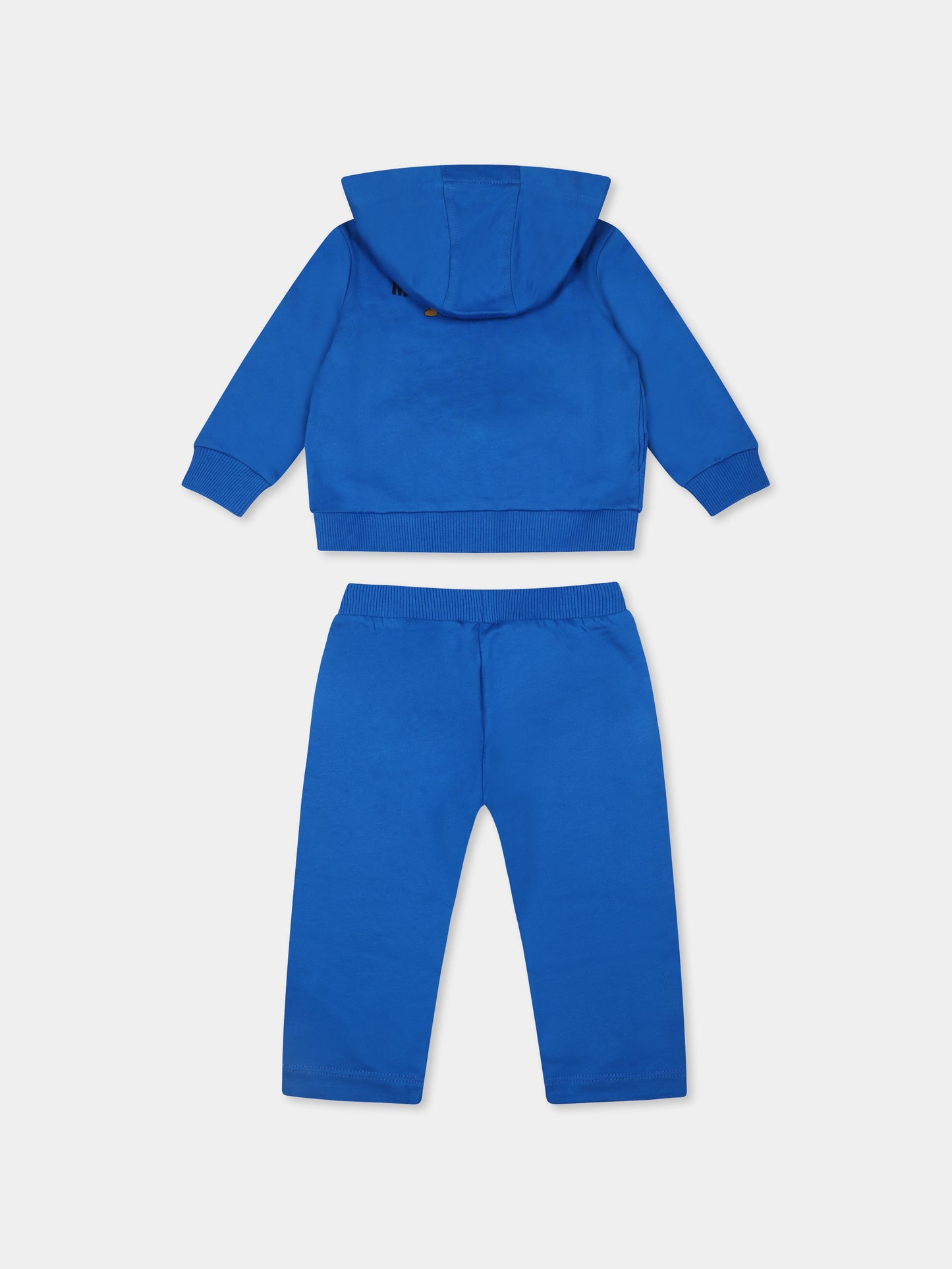 Completo azzurro per neonati con tre Teddy Bears,Moschino Kids,MUK04Y LCA40 40515