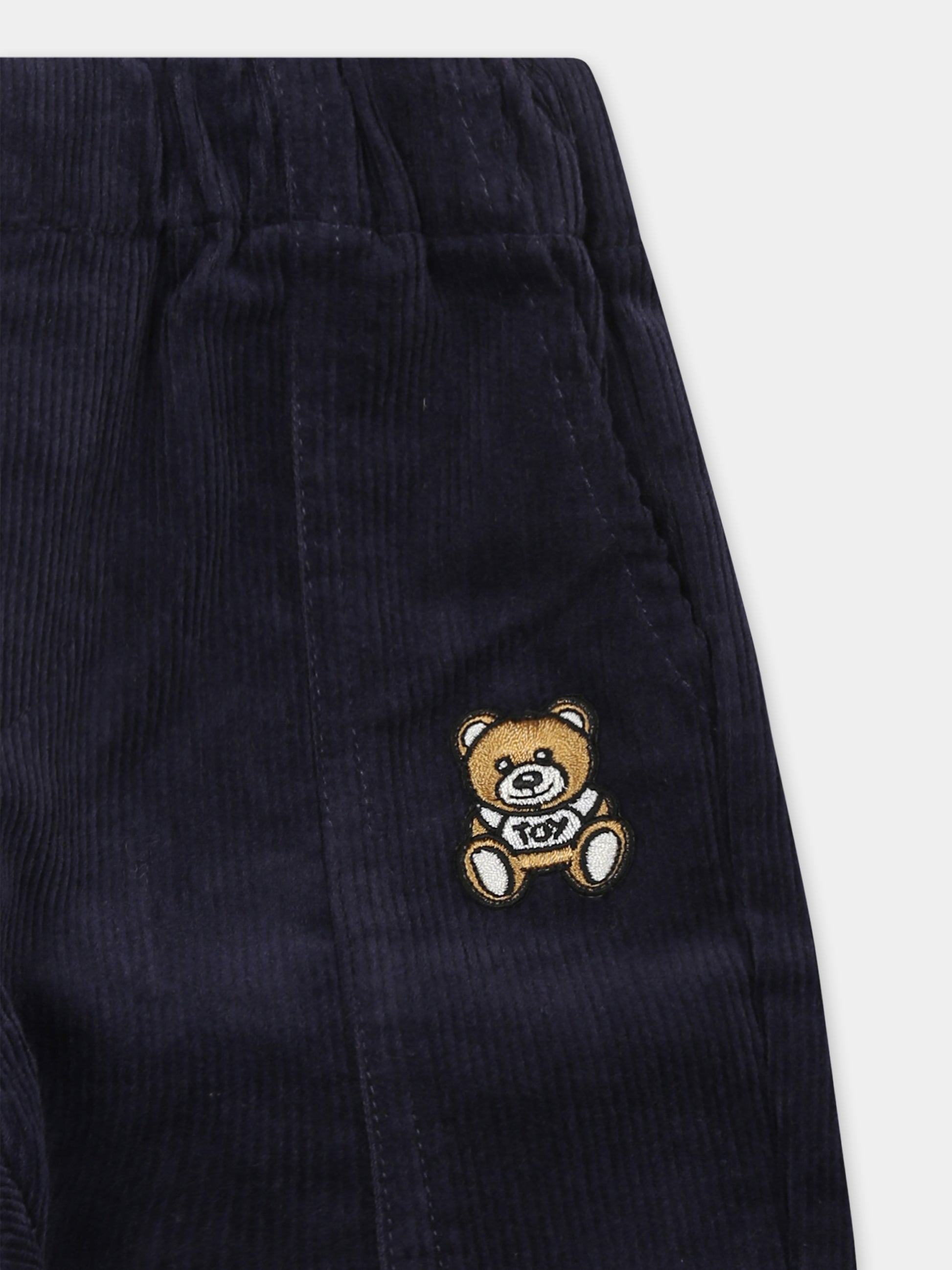 Pantaloni blu per neonato con Teddy Bear,Moschino Kids,MUP053 LVA05 40016