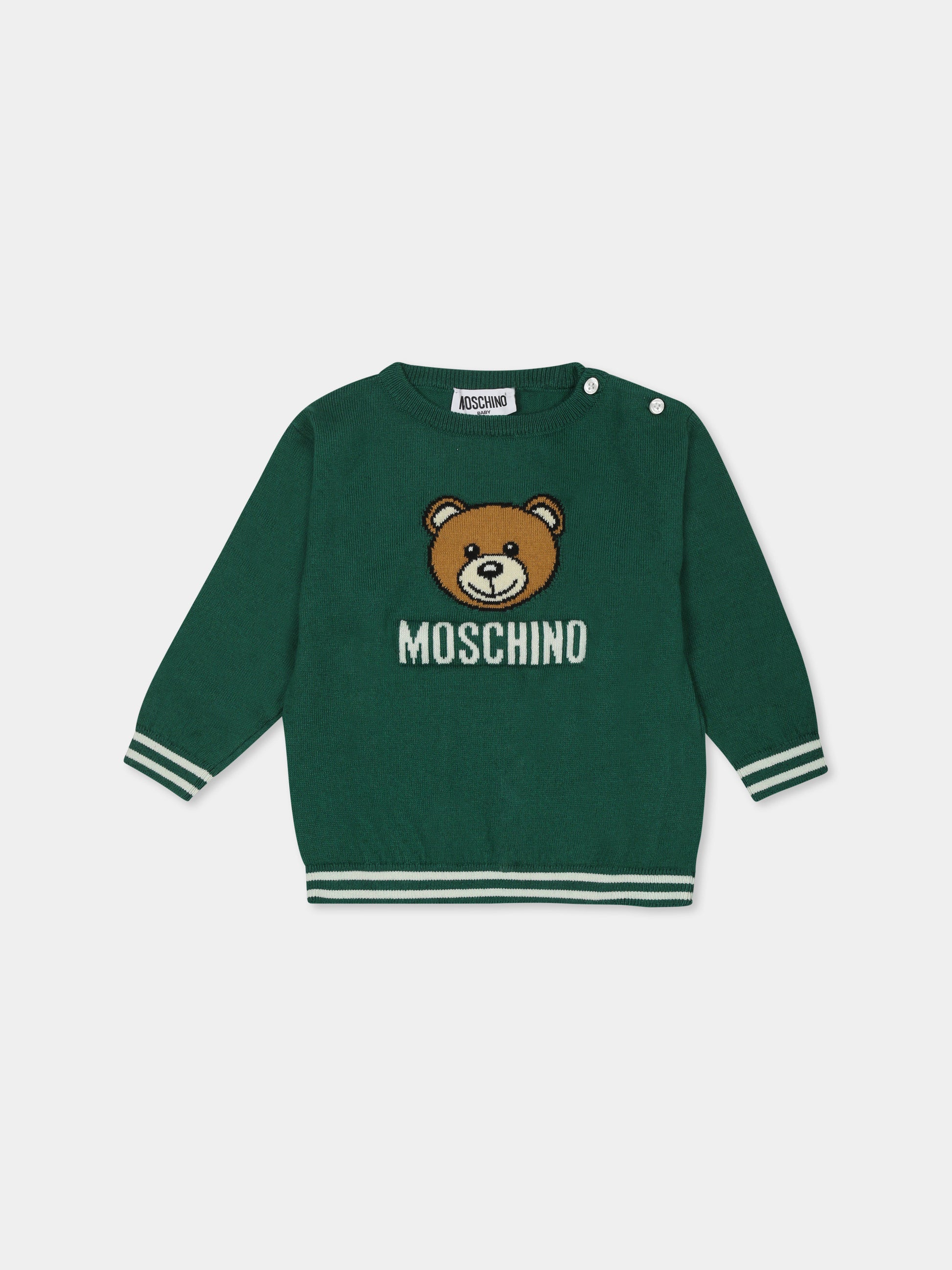 Maglione verde per neonati con Teddy Bear,Moschino Kids,MYW00J LHE43 30139