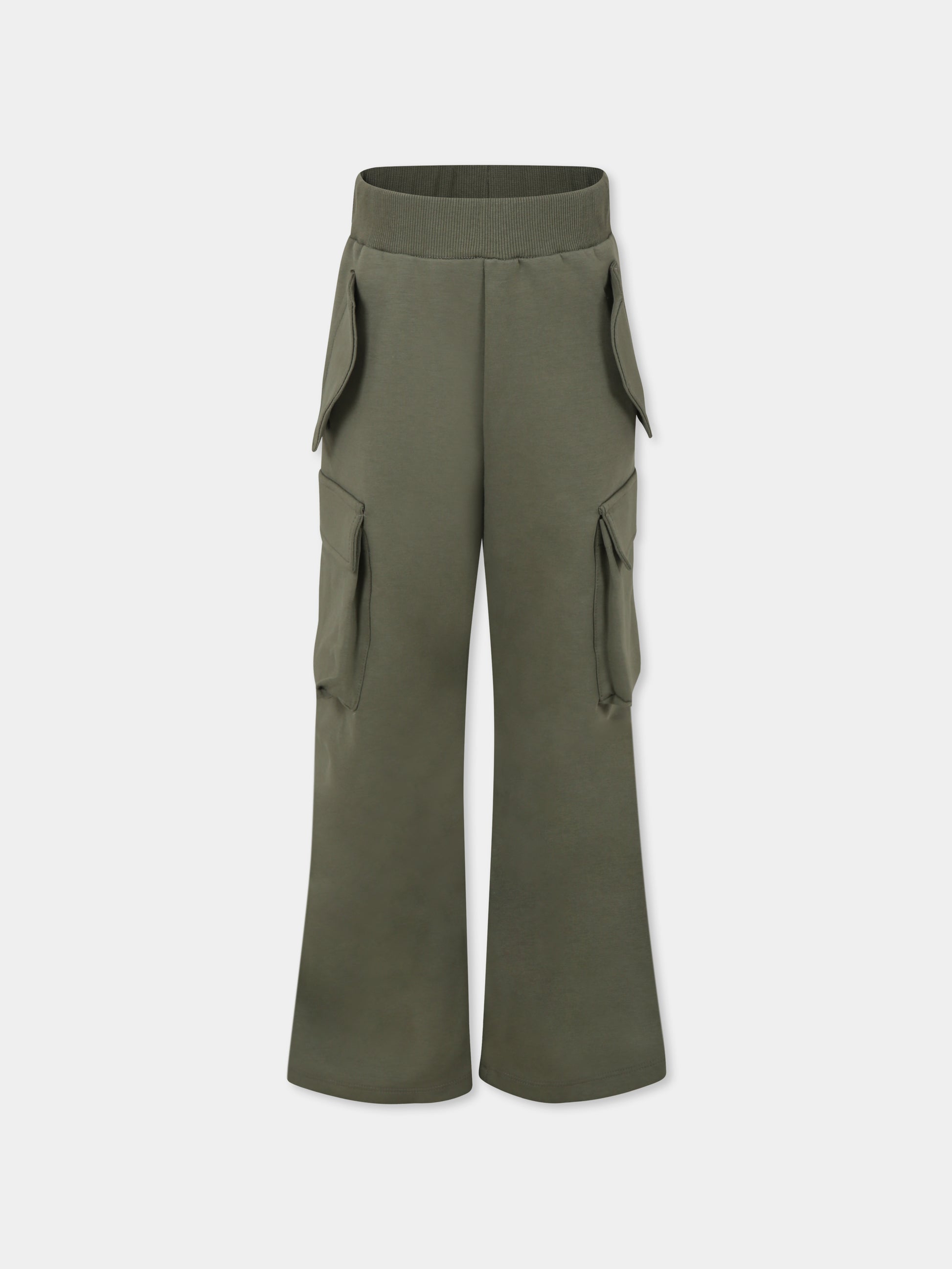 Pantaloni cargo verdi per bambini con patch logato,Laneus Kids,F5LKJUFP076 269