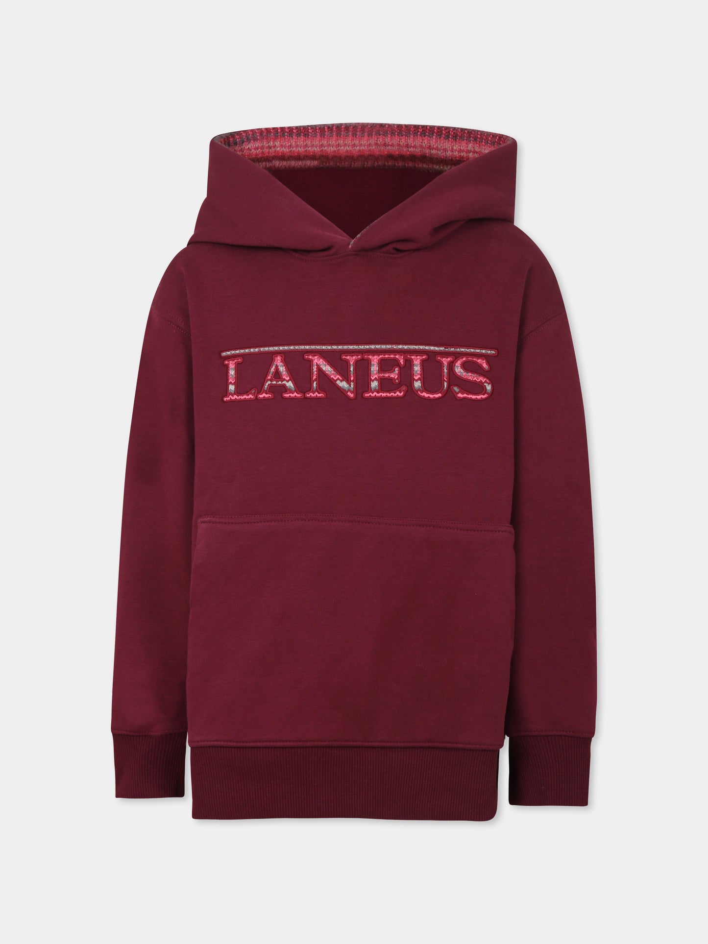 Felpa bordeaux per bambini con logo ricamato,Laneus Kids,F5LKJUHS073 039