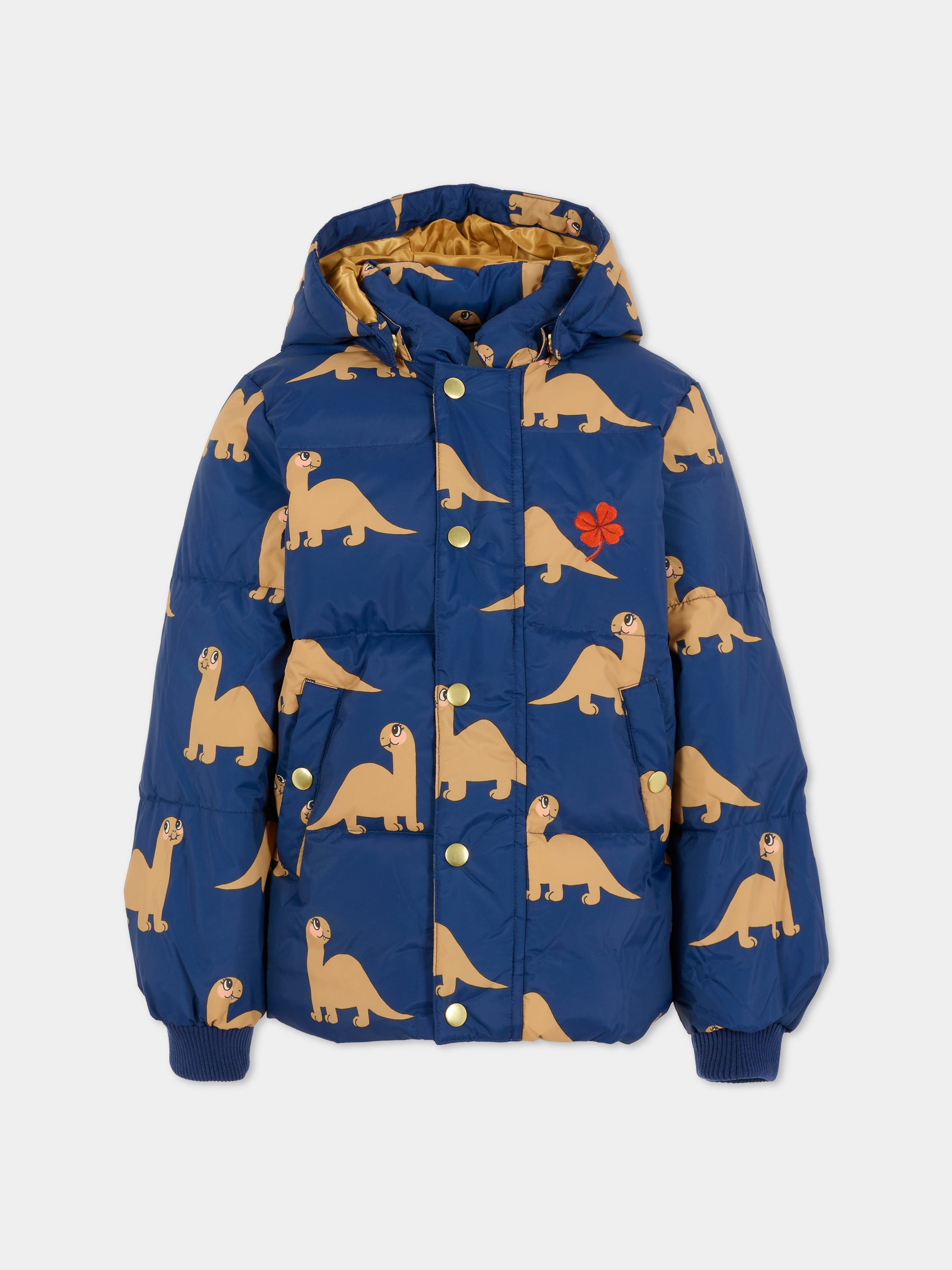 Piumino blu per bambino con dinosauro all over,Mini Rodini,2571010960
