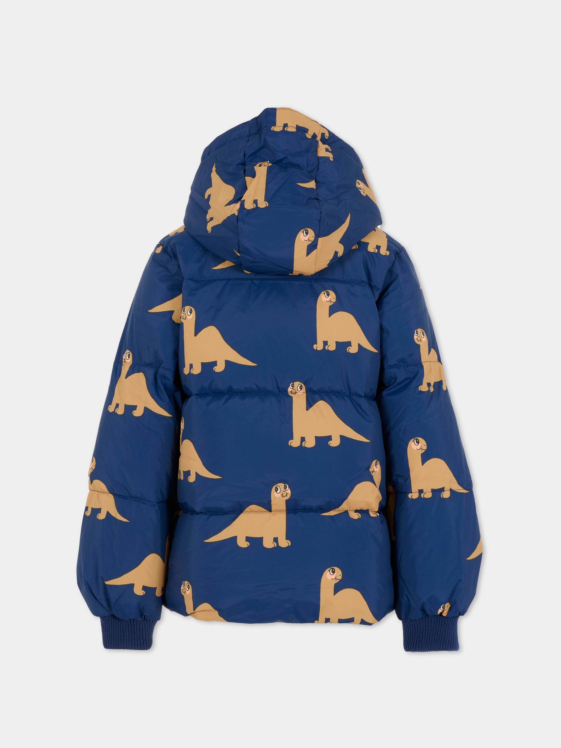 Piumino blu per bambino con dinosauro all over,Mini Rodini,2571010960