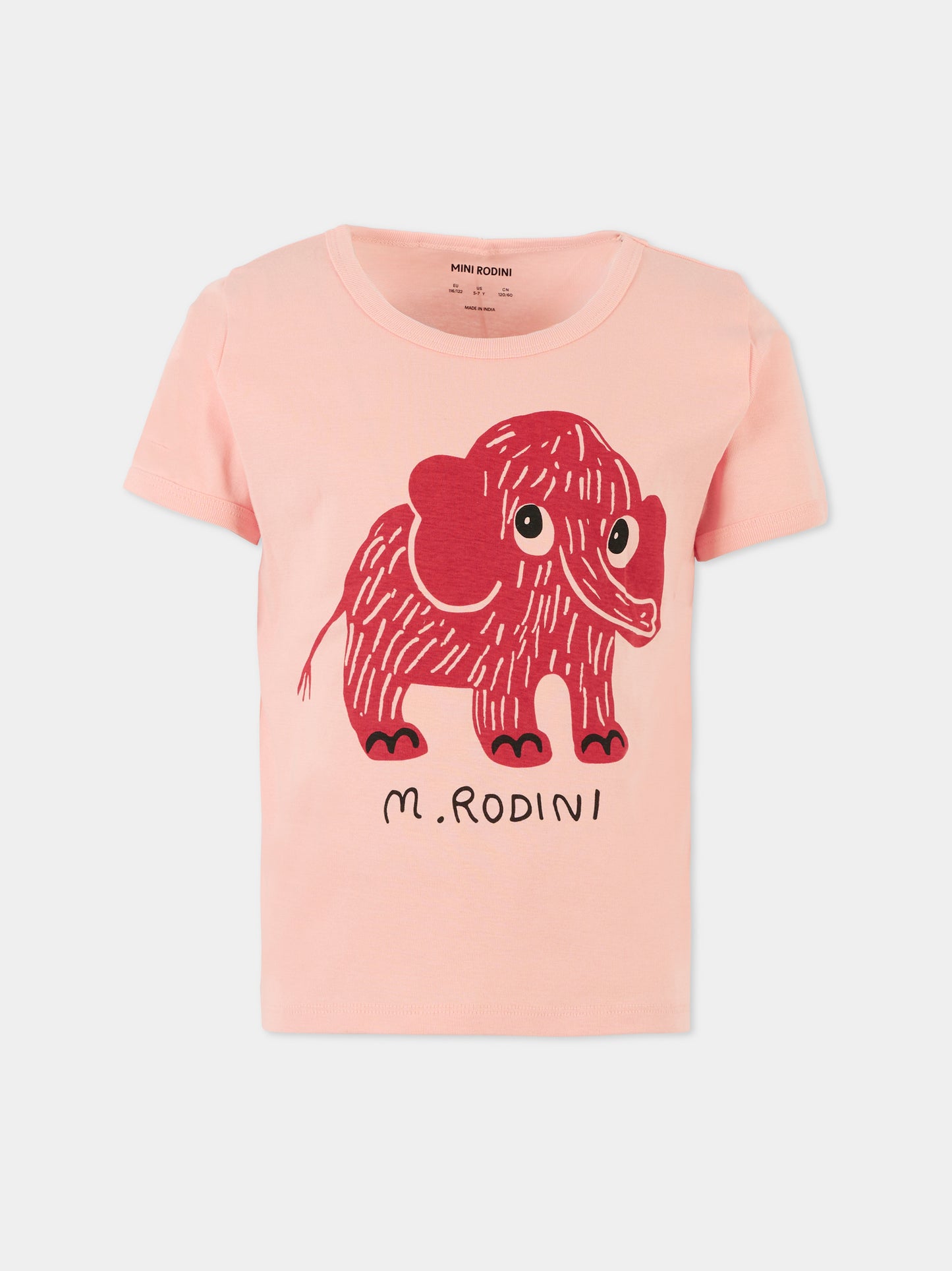 T-shirt rosa per bambina con elefante,Mini Rodini,2572015328