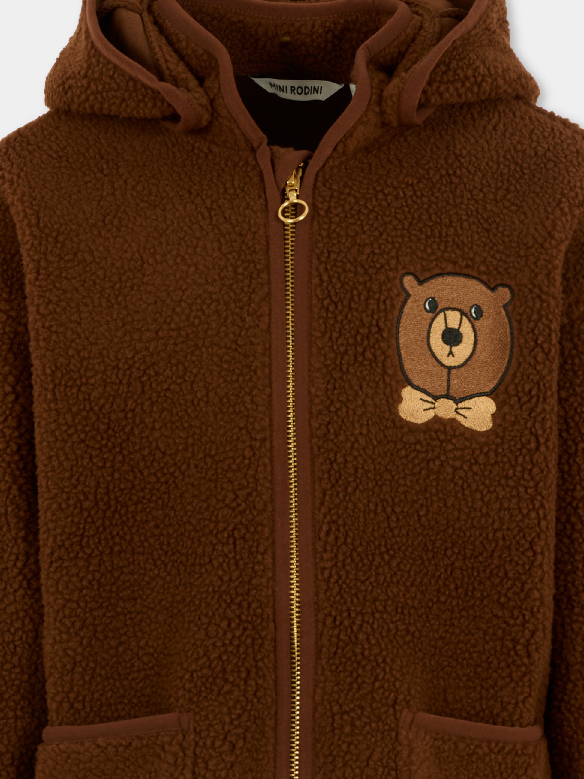 Ecopelliccia marrone per bambini con orso,Mini Rodini,2571012216