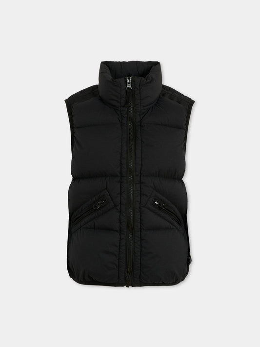 Gilet nero per bambino con bussola,Stone Island Junior,K2S16 G100003 S0028 - V0029