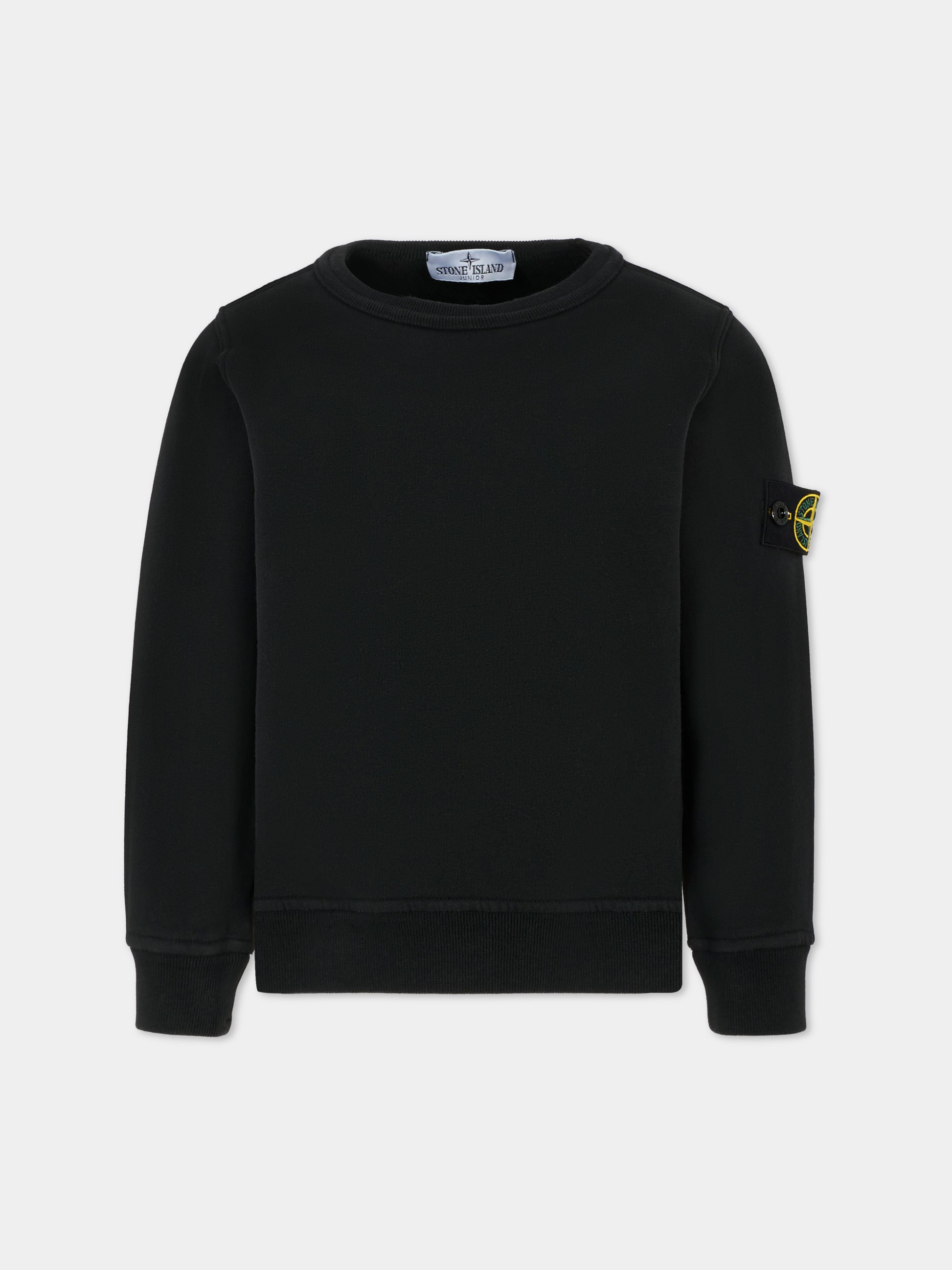 Felpa nera per bambino con bussola,Stone Island Junior,K2S16 6100001 S0A20 - V0029