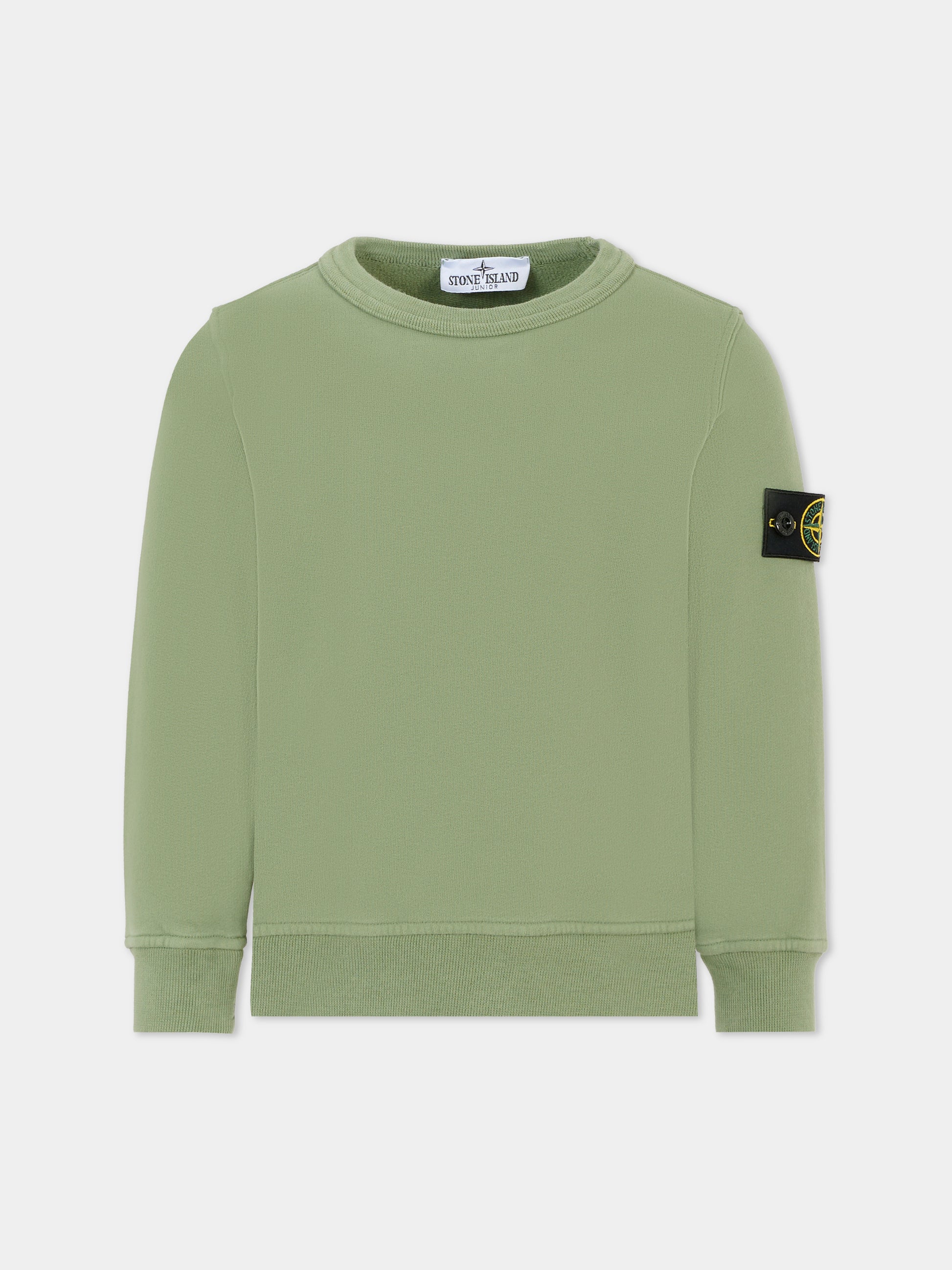 Felpa verde per bambino con bussola,Stone Island Junior,K2S16 6100001 S0A20 - V0055