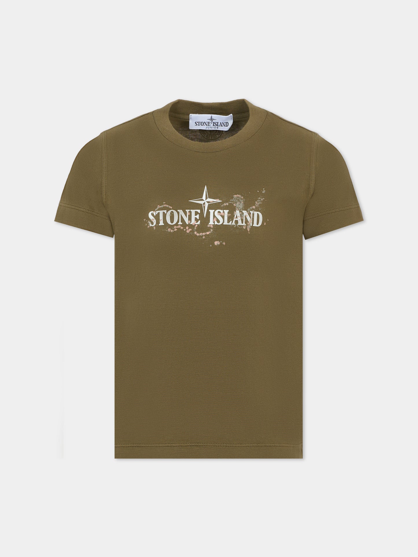 T-shirt verde per bambino con logo,Stone Island Junior,K2S16 2100010 S0259 - V0054