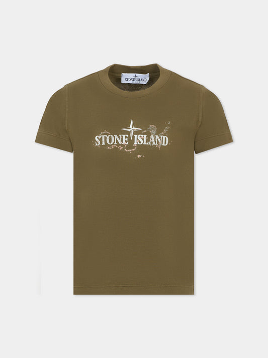 T-shirt verde per bambino con logo,Stone Island Junior,K2S16 2100010 S0259 - V0054