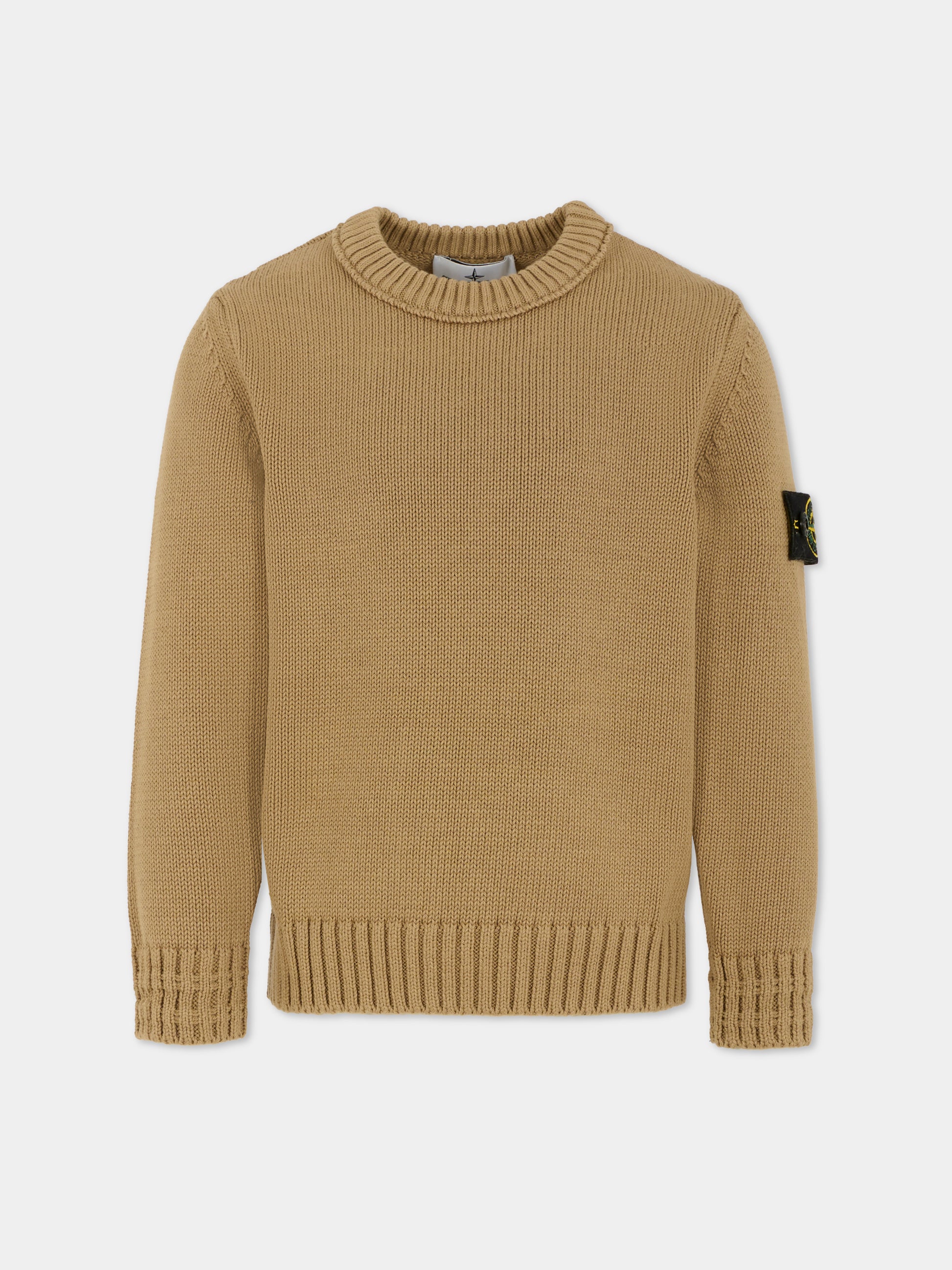 Maglione beige per bambino con bussola,Stone Island Junior,K2S16 5100019 S01A2 - V0095