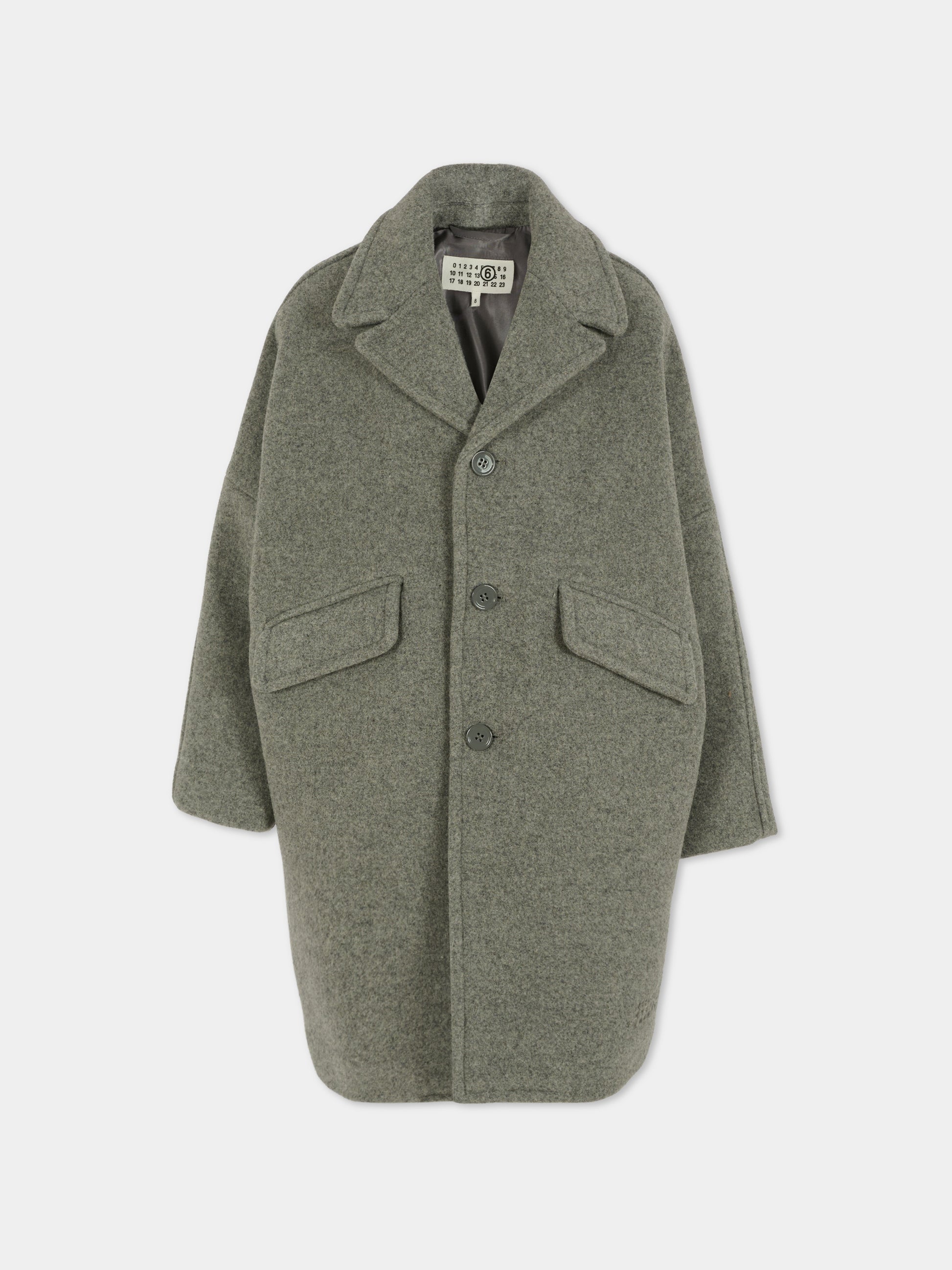 Cappotto grigio per bambini con logo,Mm6 Maison Margiela,M60833-MM00W-M6911