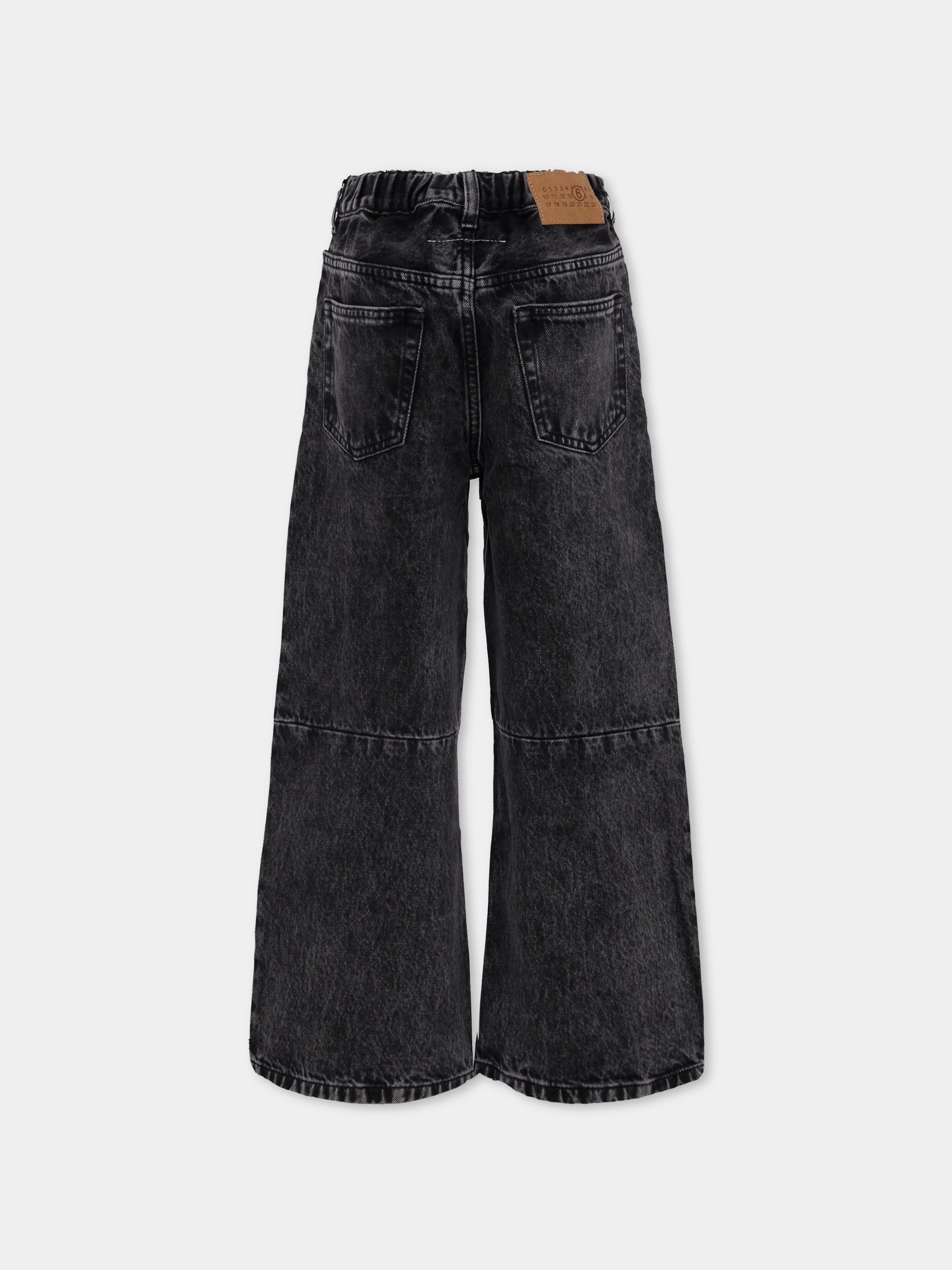 Jeans neri per bambini con logo,Mm6 Maison Margiela,M60844-MM06D-M602