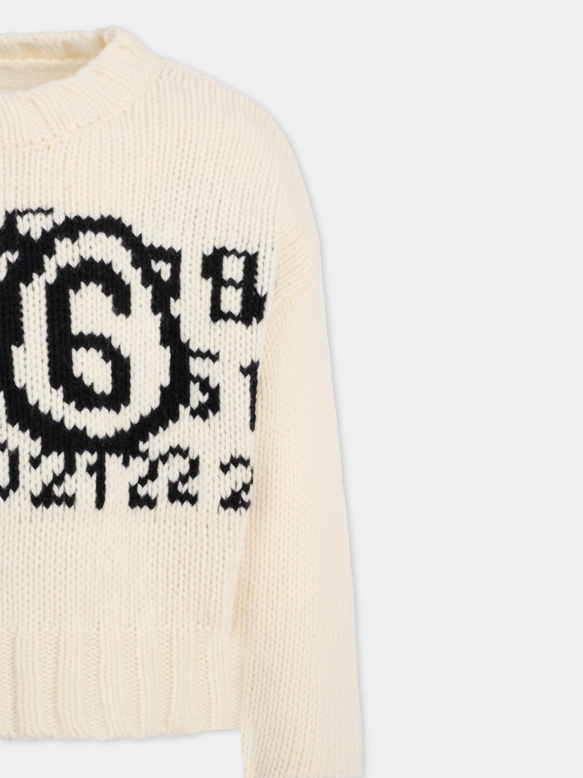 Maglione bianco per bambini con logo,Mm6 Maison Margiela,M60882-MM06M-M6101