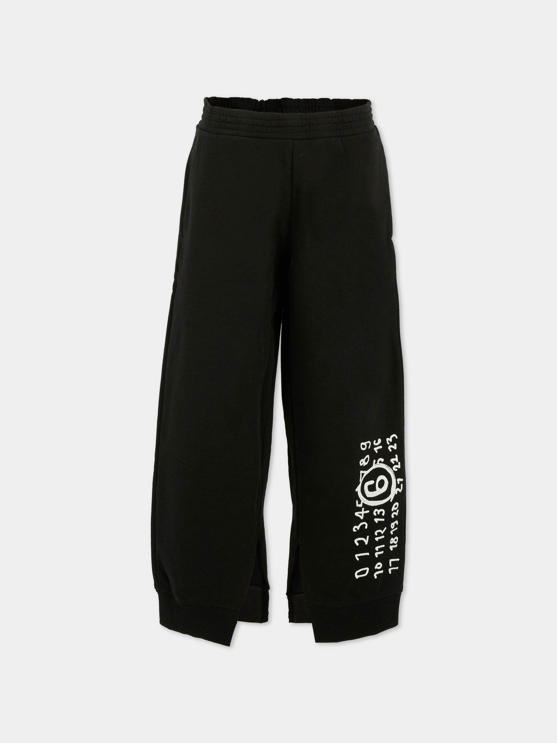 Pantaloni neri per bambini con logo,Mm6 Maison Margiela,M60895-MM02X-M6900