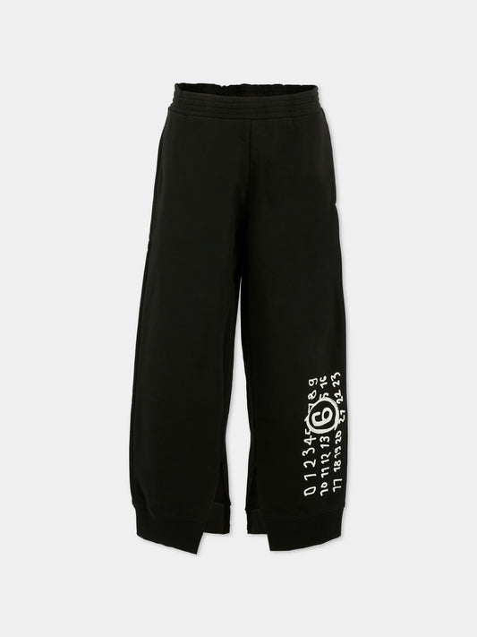 Pantaloni neri per bambini con logo,Mm6 Maison Margiela,M60895-MM02X-M6900