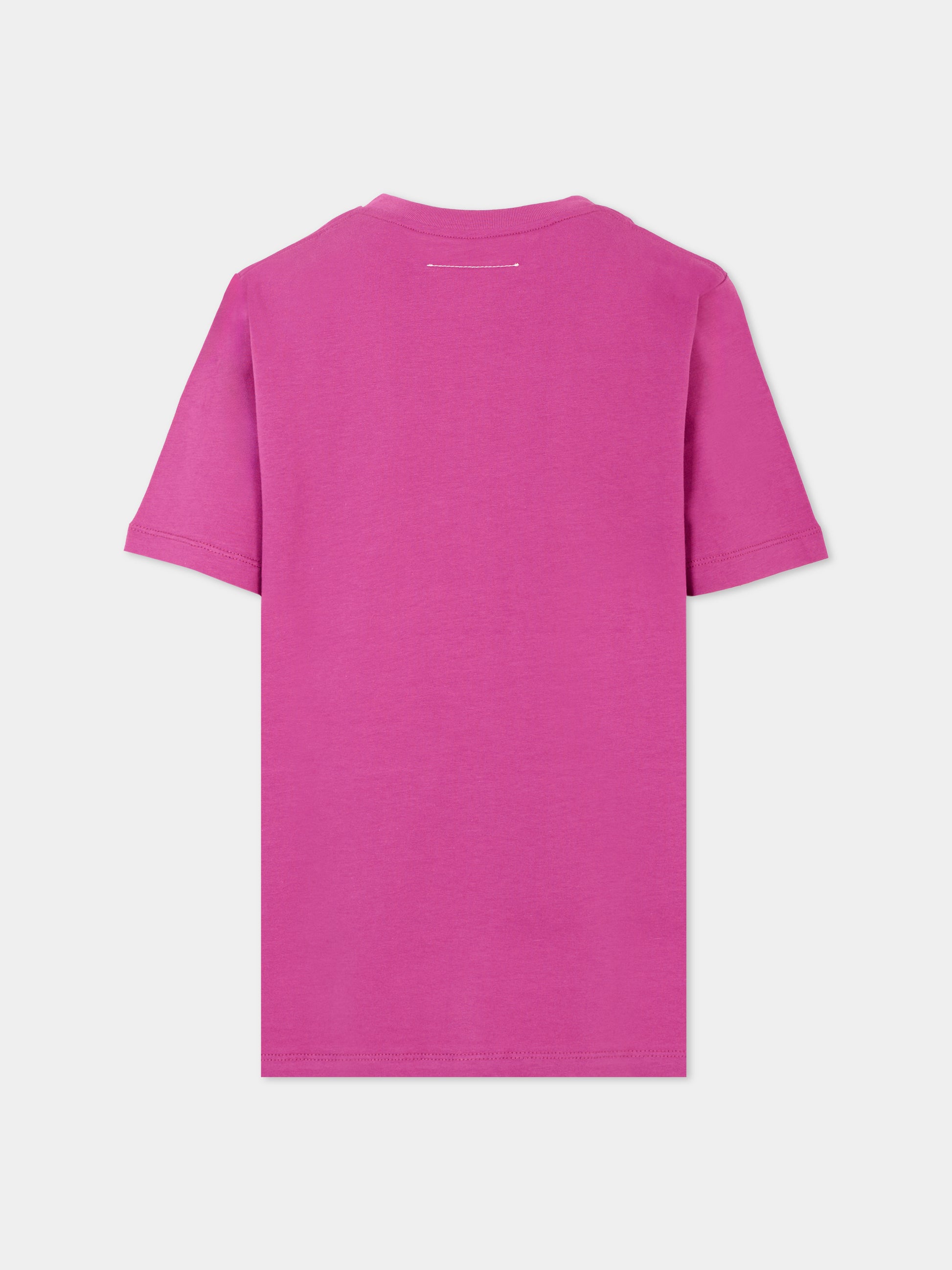 T-shirt viola per bambina con logo nero,Mm6 Maison Margiela,M60897-MM02Y-M6602