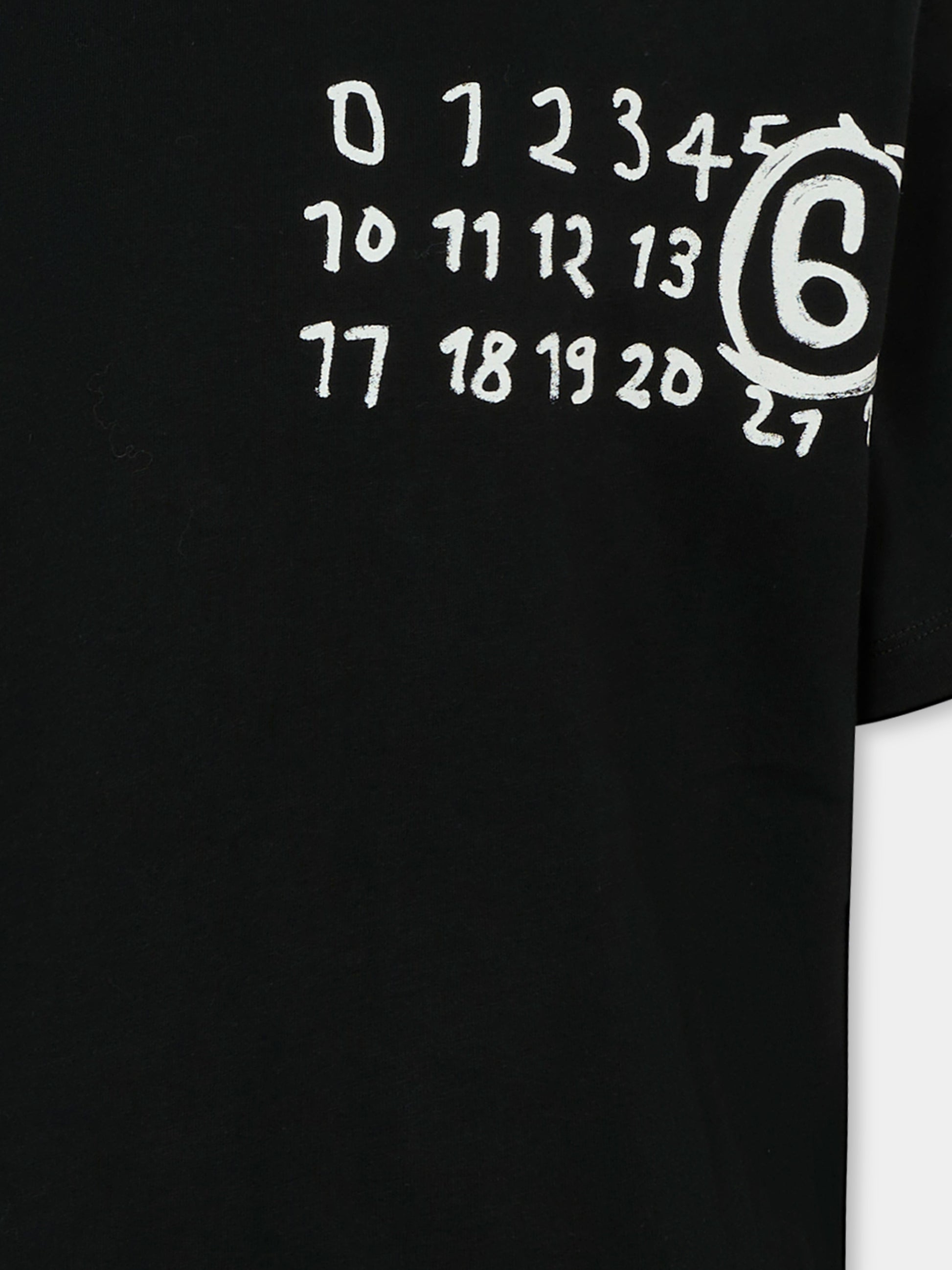 T-shirt nera per bambini con logo,Mm6 Maison Margiela,M60897-MM02Y-M6900