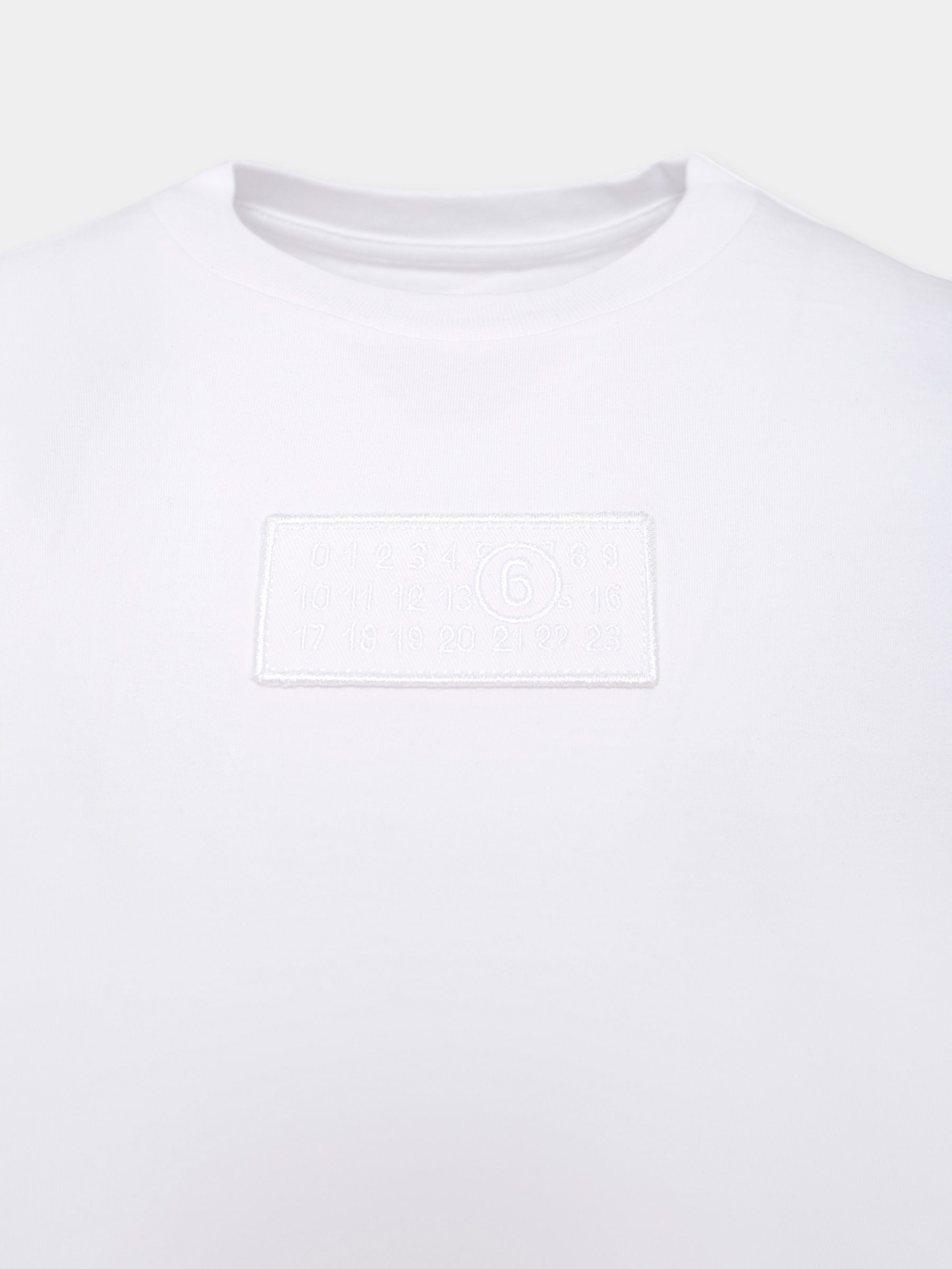 T-shirt bianca per bambini con logo numerico,Mm6 Maison Margiela,M60910-MM04I-M6100