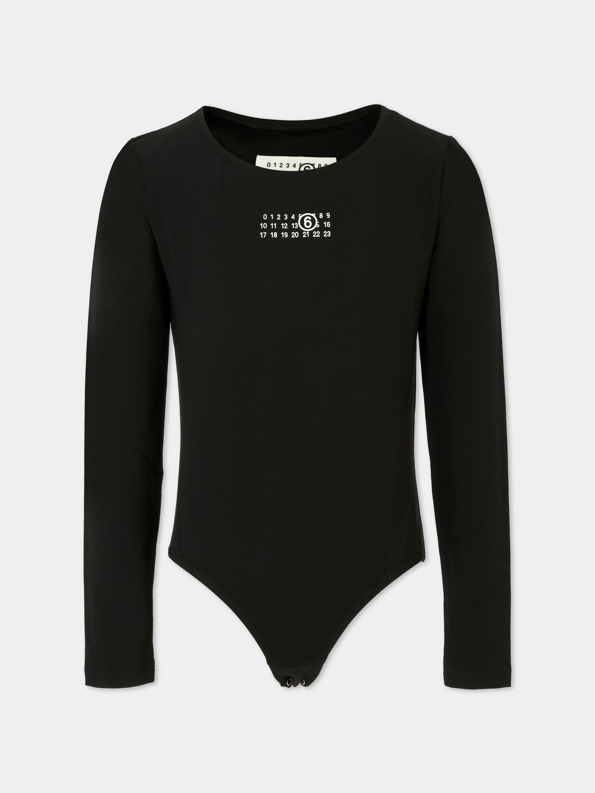 Body nero per bambina con logo bianco,Mm6 Maison Margiela,M60911-MM06L-M6900