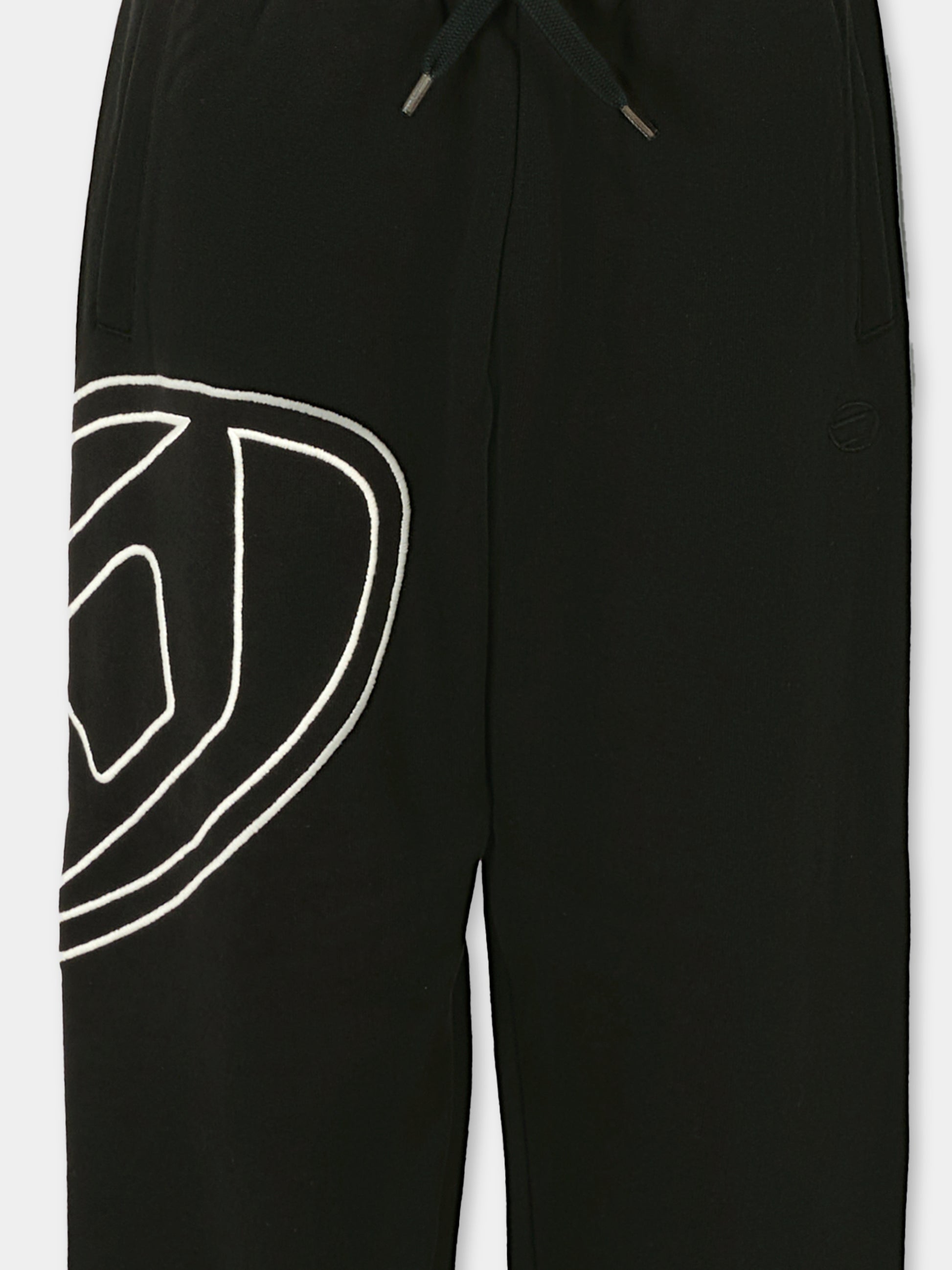 Pantaloni neri per bambino con logo bianco,Diesel,J02272-0GYCJ-K900