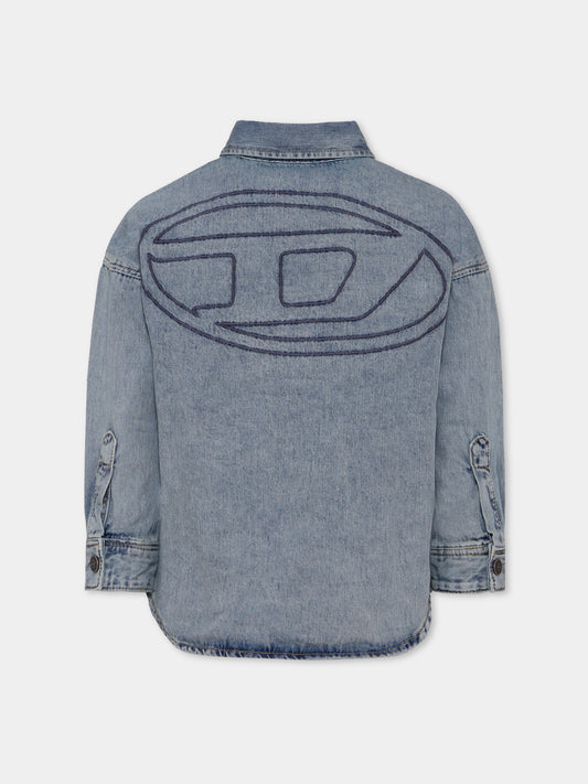 Camicia denim per bambino con logo ricamato,Diesel,J02307-KXBPS-K01