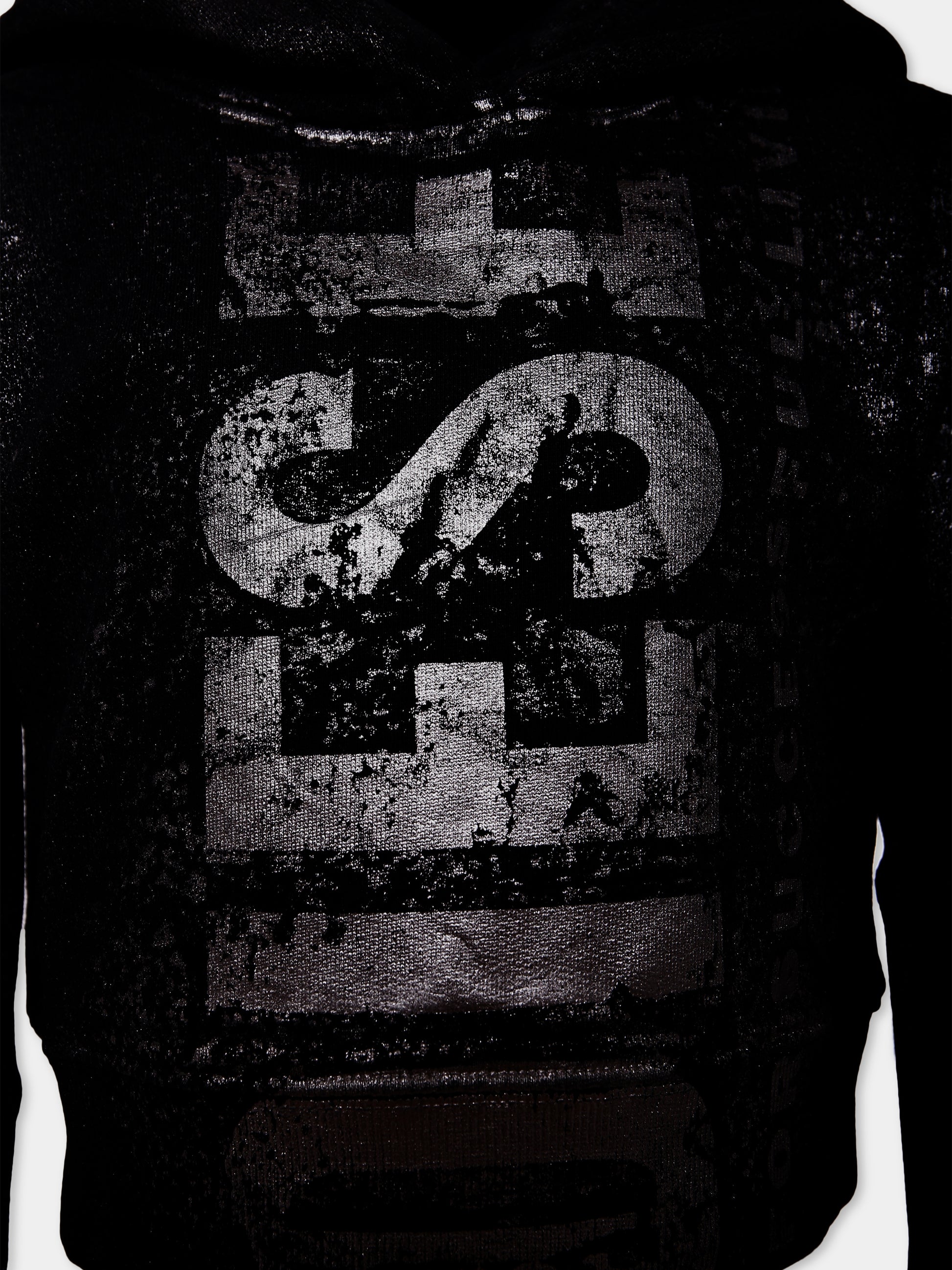 Felpa crop nera per bambian con logo,Diesel,J02376-KYAZU-K900