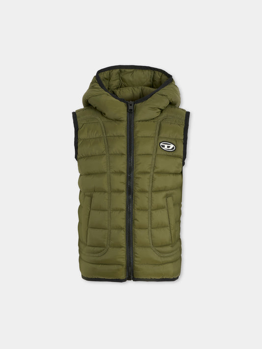 Gilet verde per bambino con logo,Diesel,J02424-KXBRD-K513