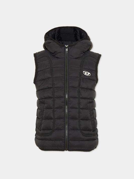 Gilet nero per bambino con logo,Diesel,J02424-KXBRD-K900